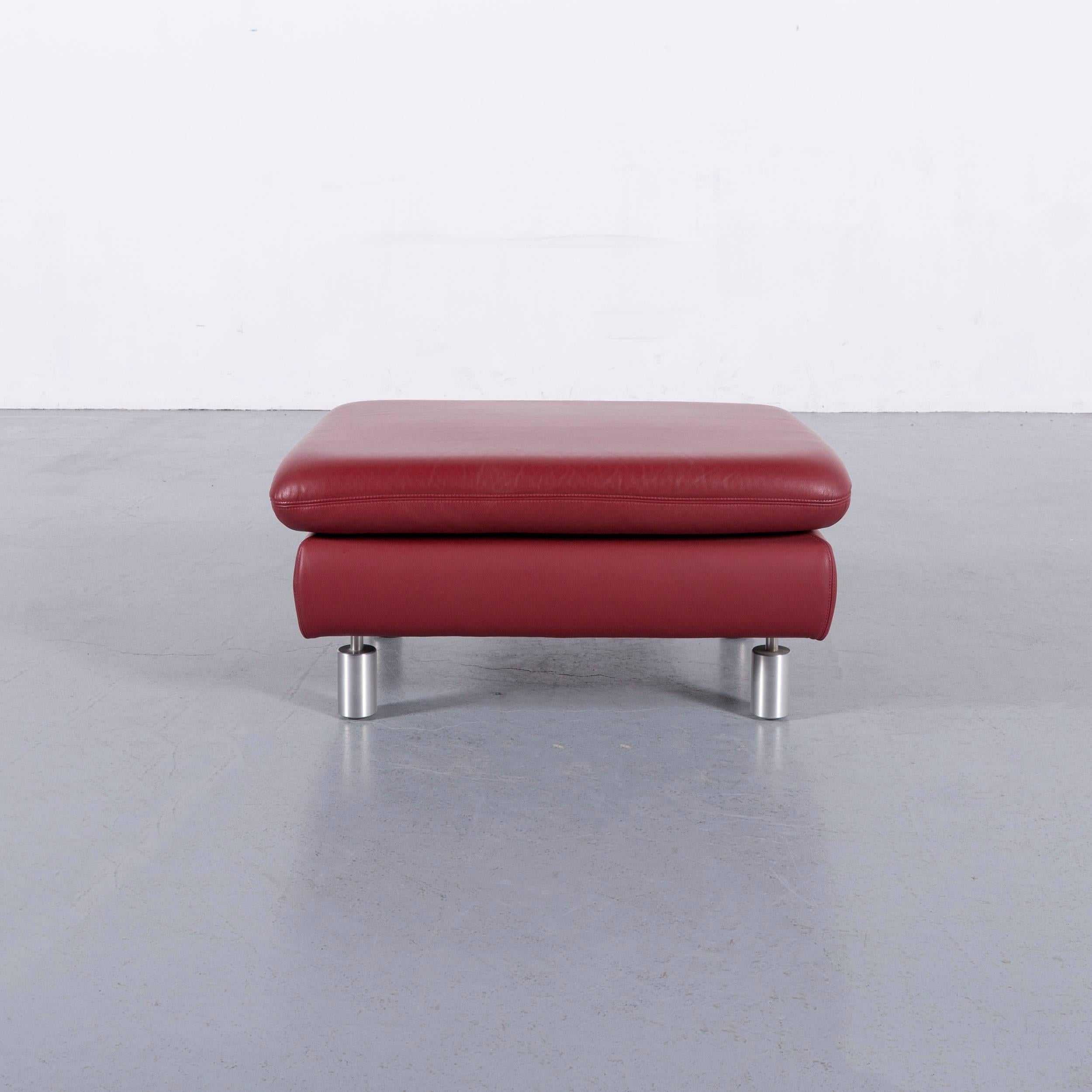 German Koinor Rivoli Leather Foot-Stool Red Bench For Sale