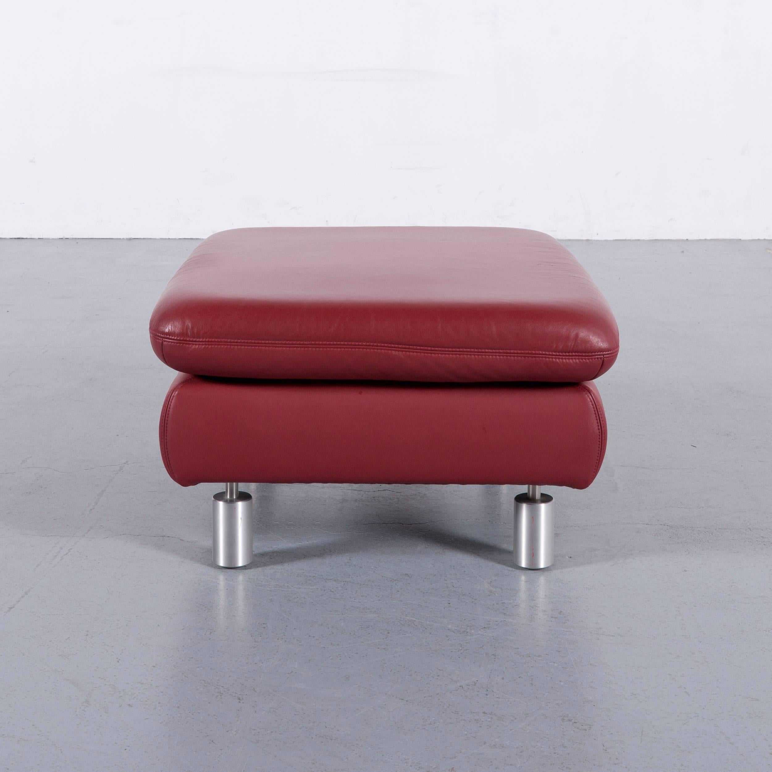 Koinor Rivoli Leather Foot-Stool Red Bench For Sale 1