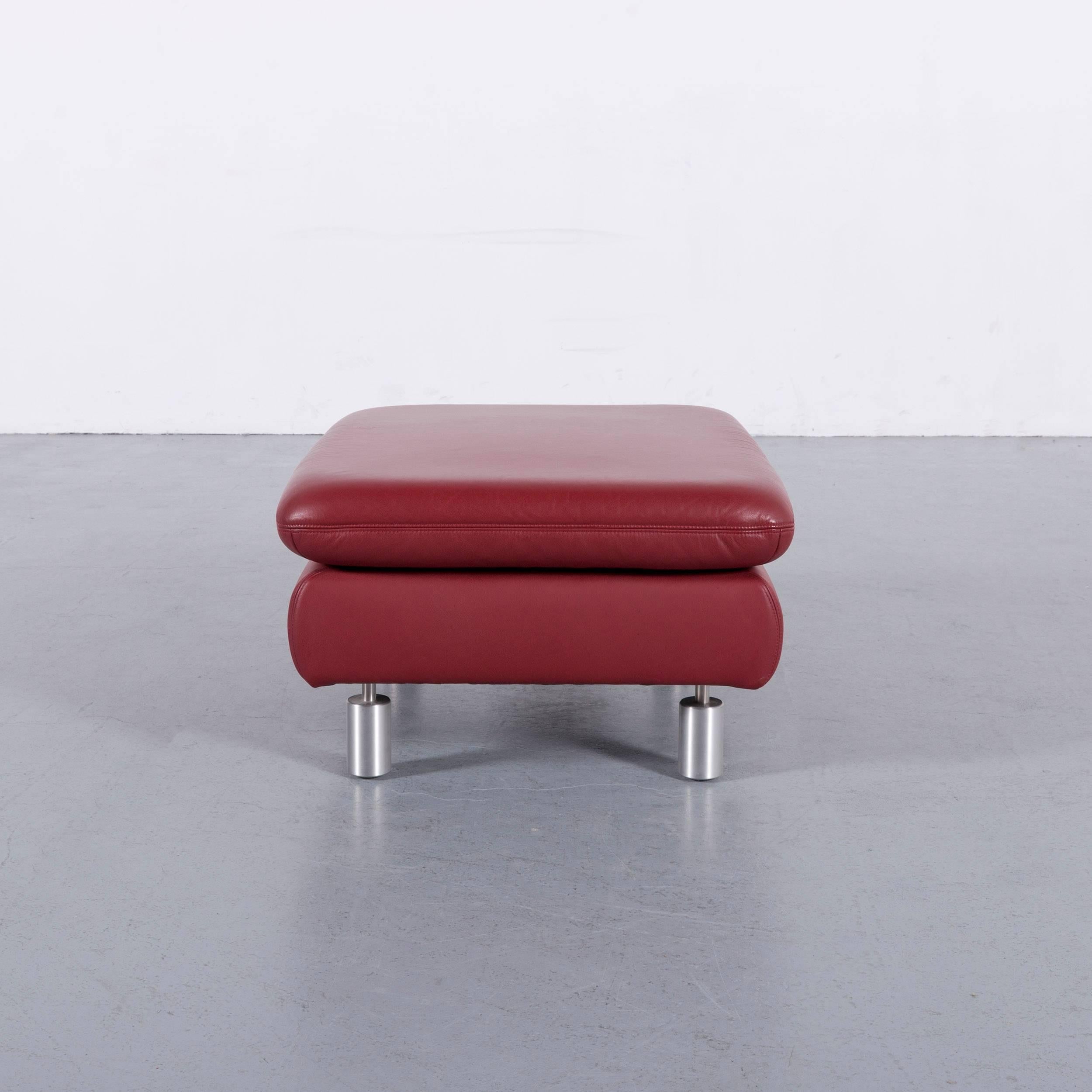 Koinor Rivoli Leather Foot-Stool Red Bench For Sale 3