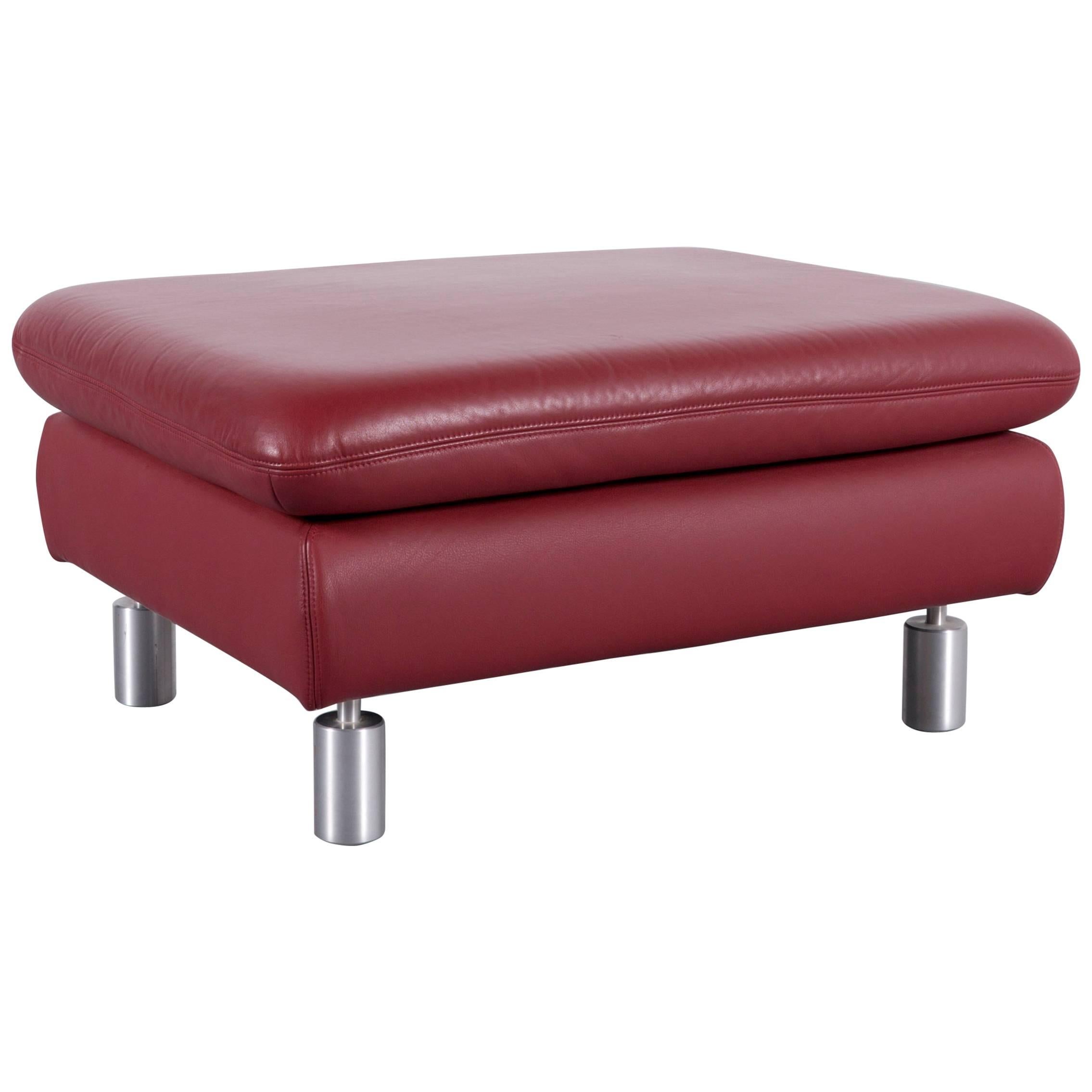 Koinor Rivoli Leather Foot-Stool Red Bench For Sale