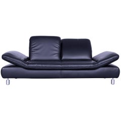 Koinor Rivoli Leather Sofa Black Two-Seat Couch