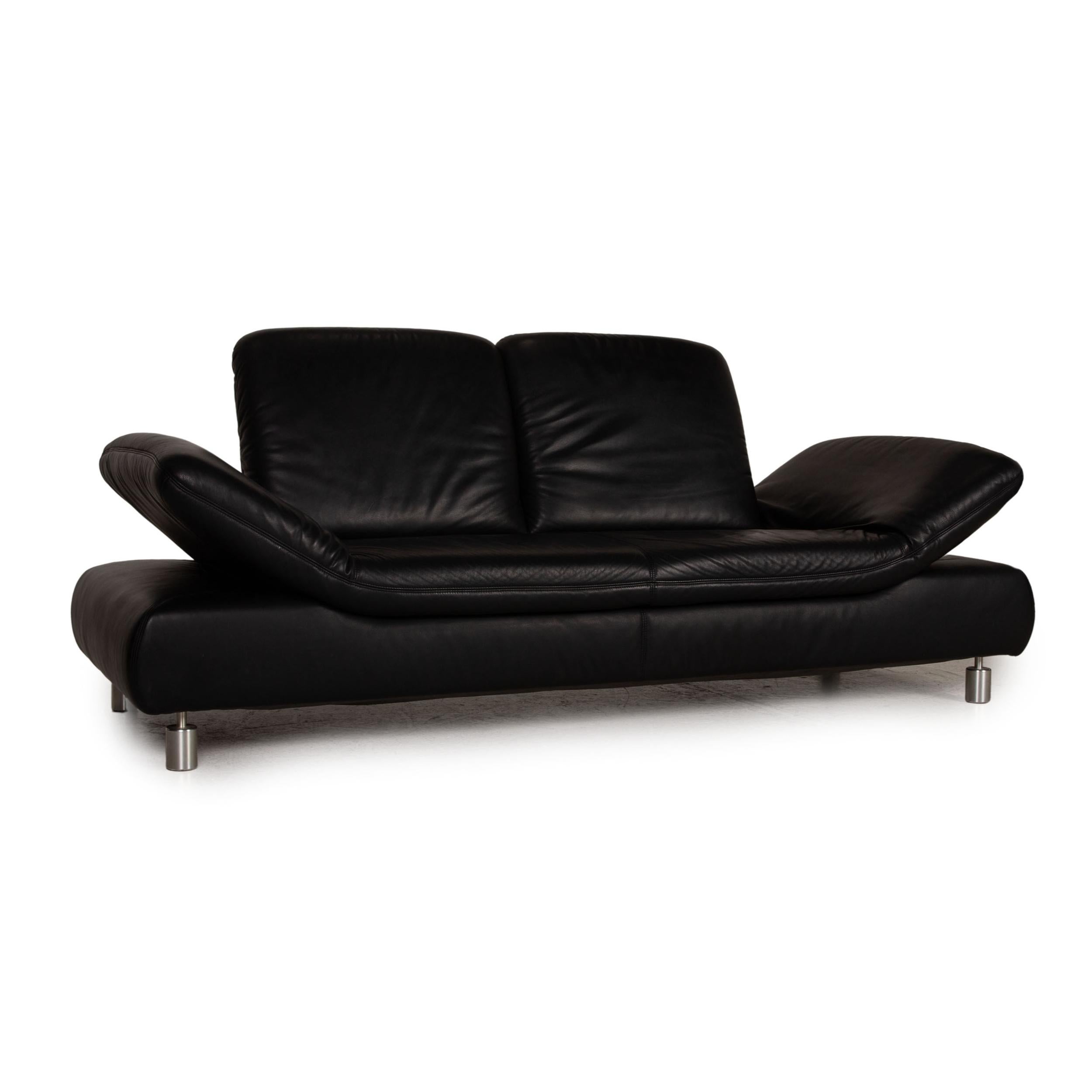 Koinor Rivoli Leather Sofa Black Two-Seater Couch Function 2