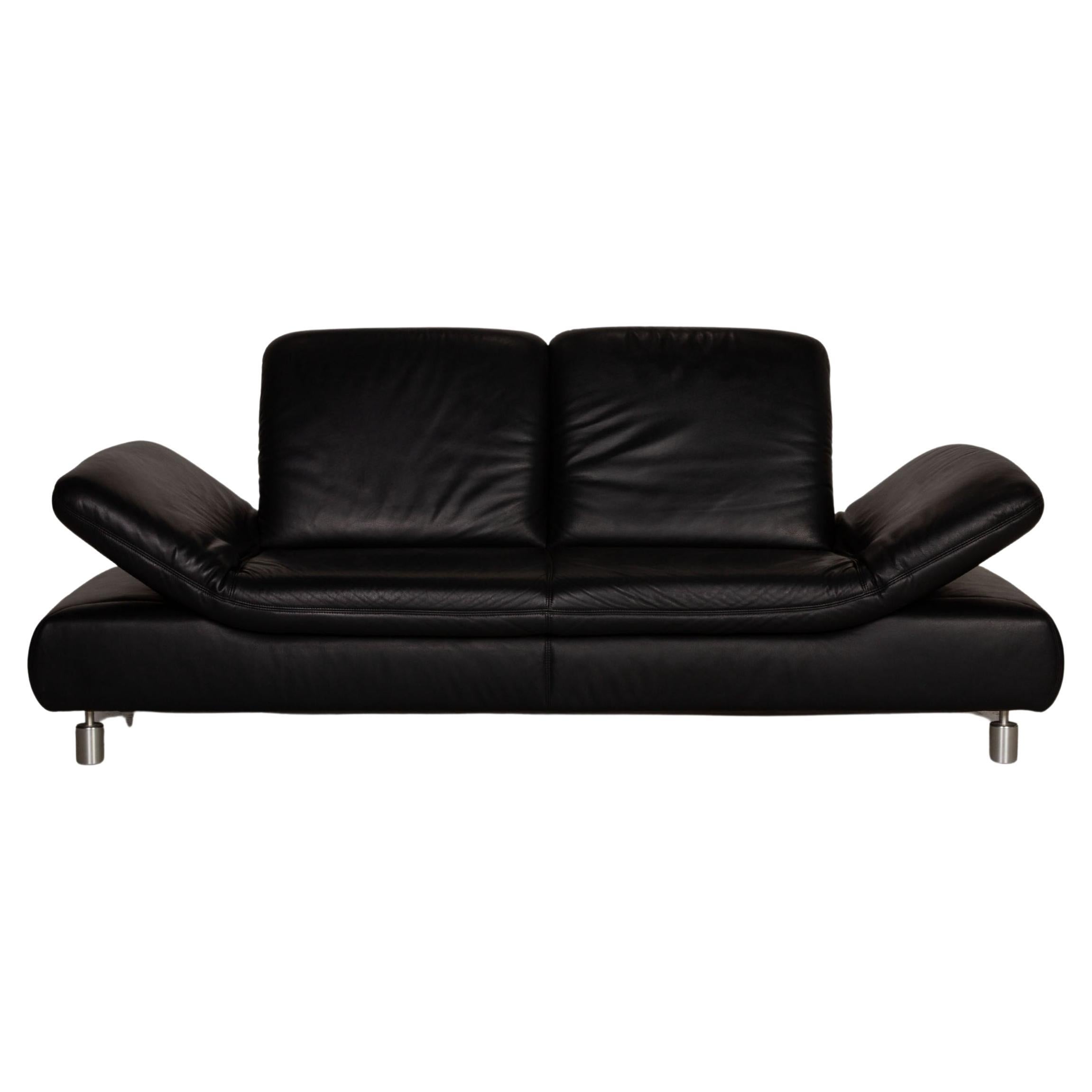 Koinor Rivoli Leather Sofa Black Two-Seater Couch Function