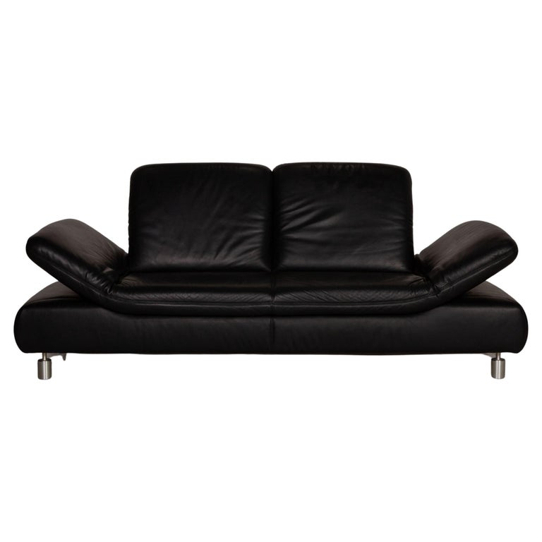 Koinor Rivoli Leather Sofa Black Two-Seater Couch Function at 1stDibs