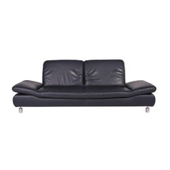 Koinor Rivoli Leather Sofa Blue Gray Blue Two-Seat Function Couch