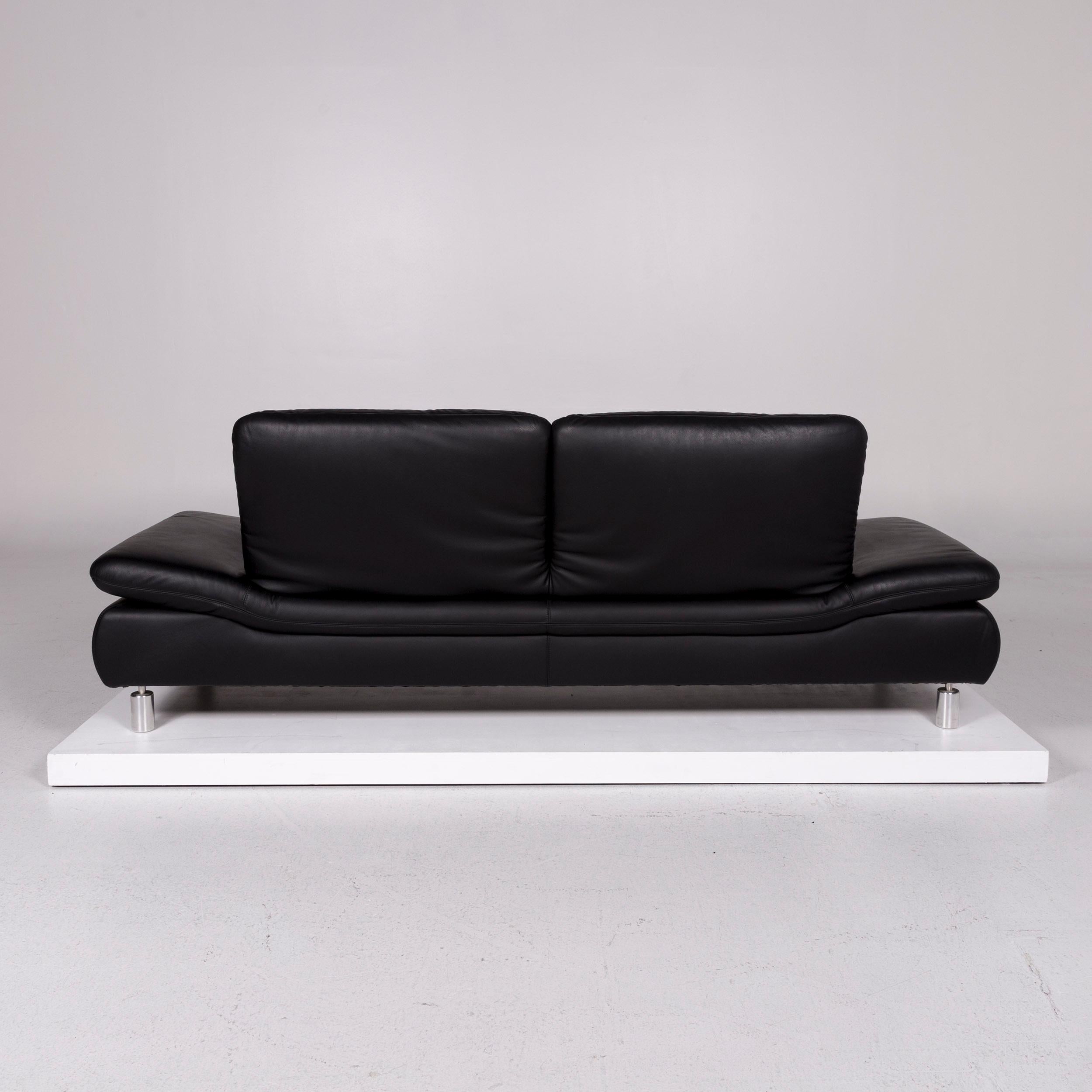 Koinor Rivoli Leather Sofa Set Black 1 Three-Seat 1 Two-Seat For Sale 3