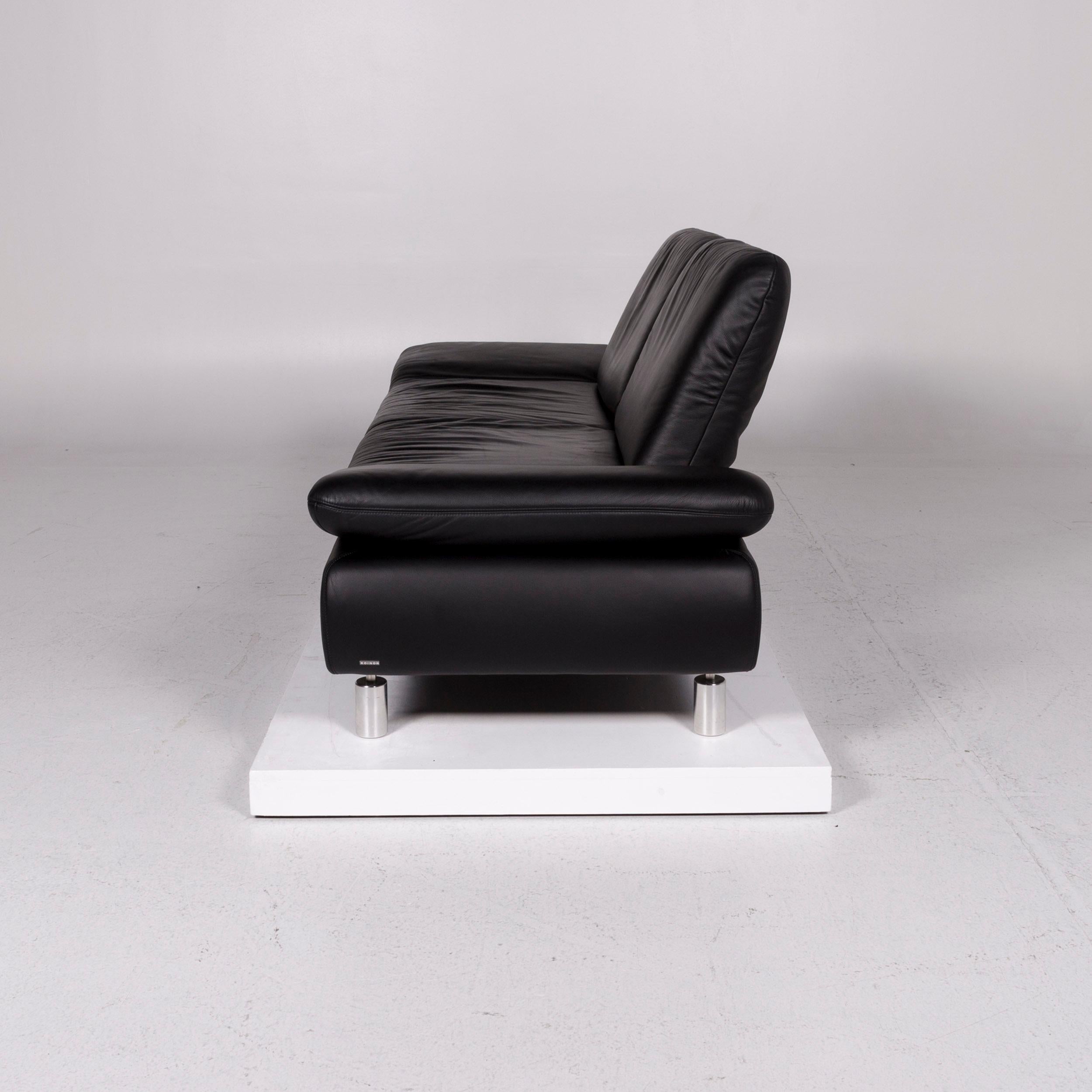 Koinor Rivoli Leather Sofa Set Black 1 Three-Seat 1 Two-Seat For Sale 4