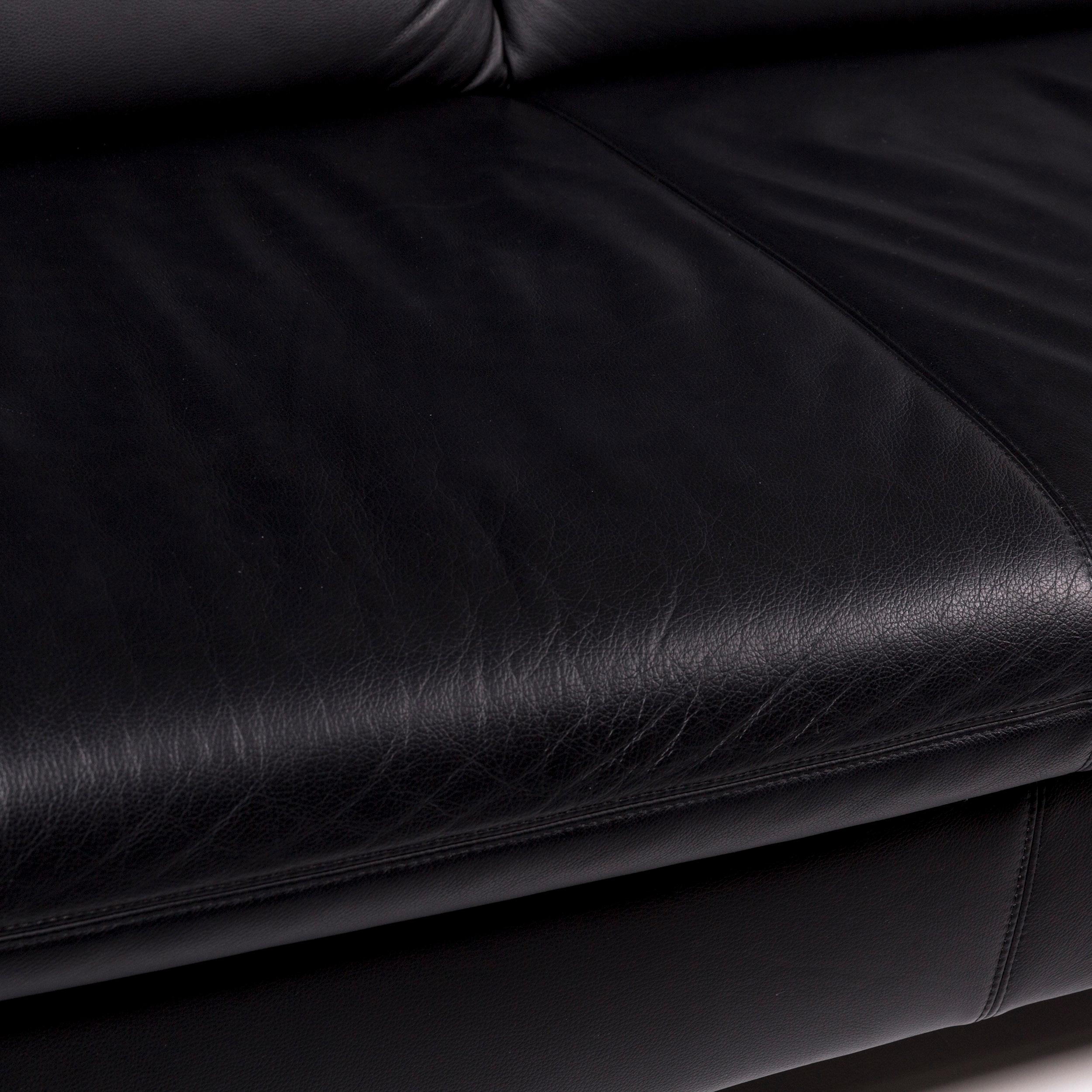 Koinor Rivoli Leather Sofa Set Black 1 Three-Seat 1 Two-Seat For Sale 6