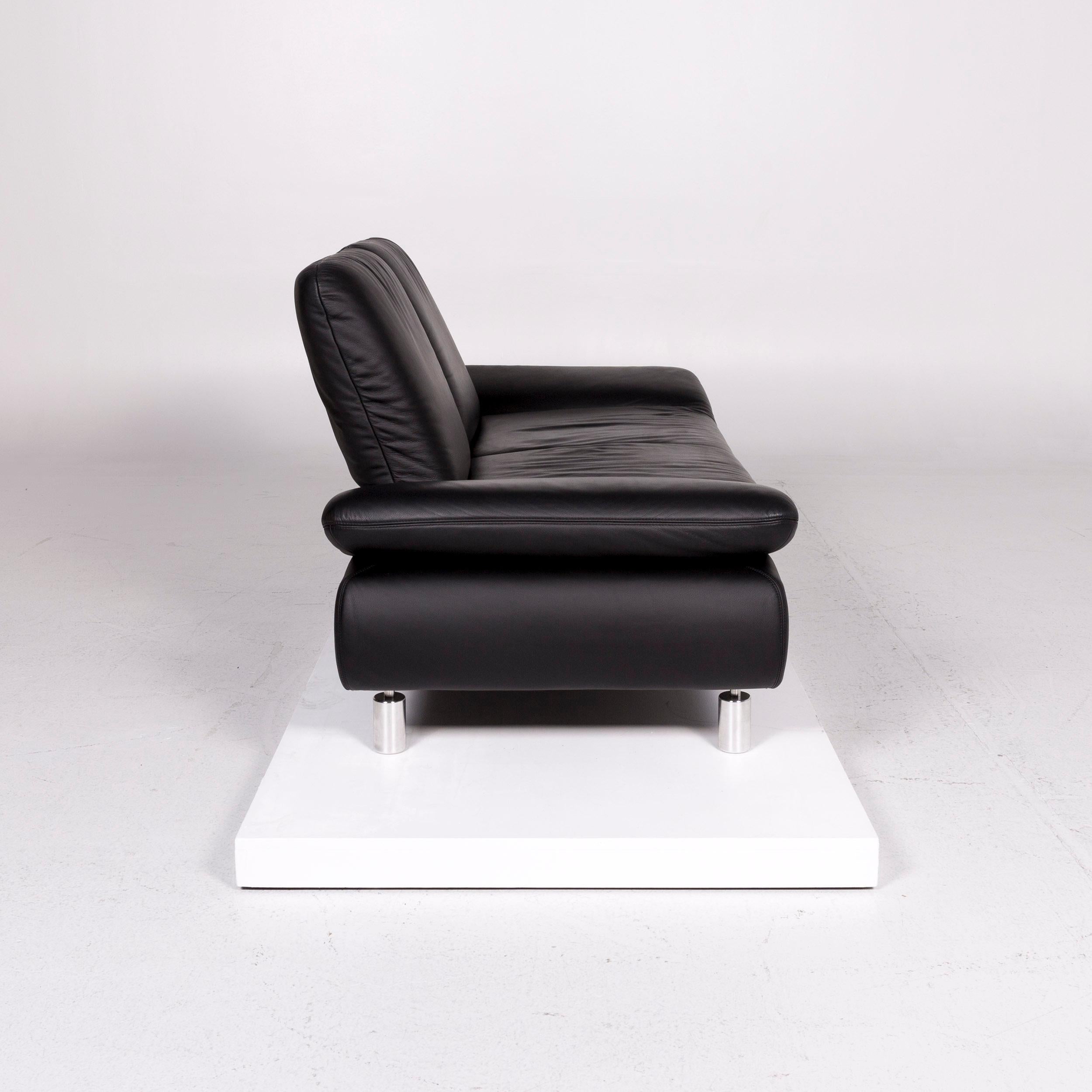 Koinor Rivoli Leather Sofa Set Black 1 Three-Seat 1 Two-Seat For Sale 11