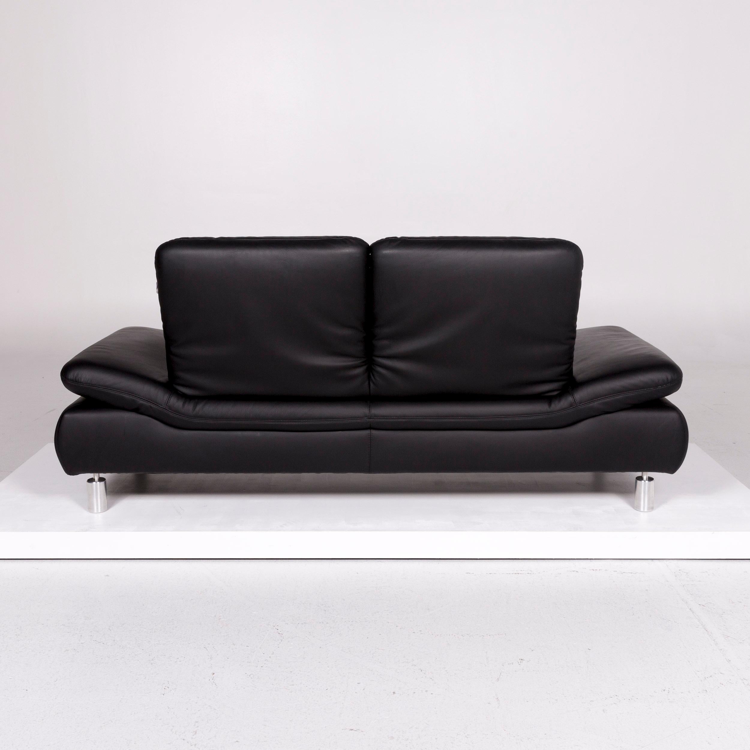 Koinor Rivoli Leather Sofa Set Black 1 Three-Seat 1 Two-Seat For Sale 12