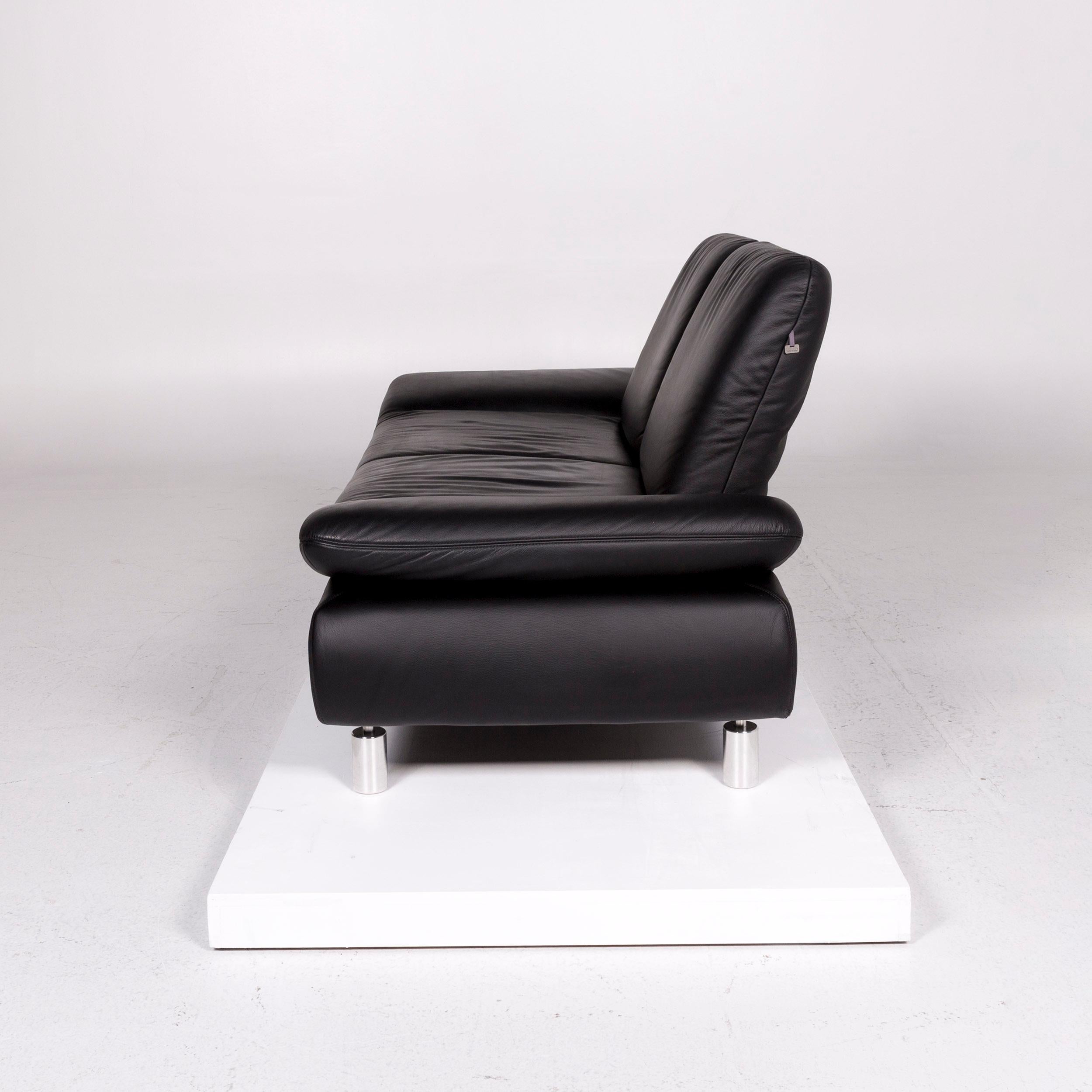 Koinor Rivoli Leather Sofa Set Black 1 Three-Seat 1 Two-Seat For Sale 13