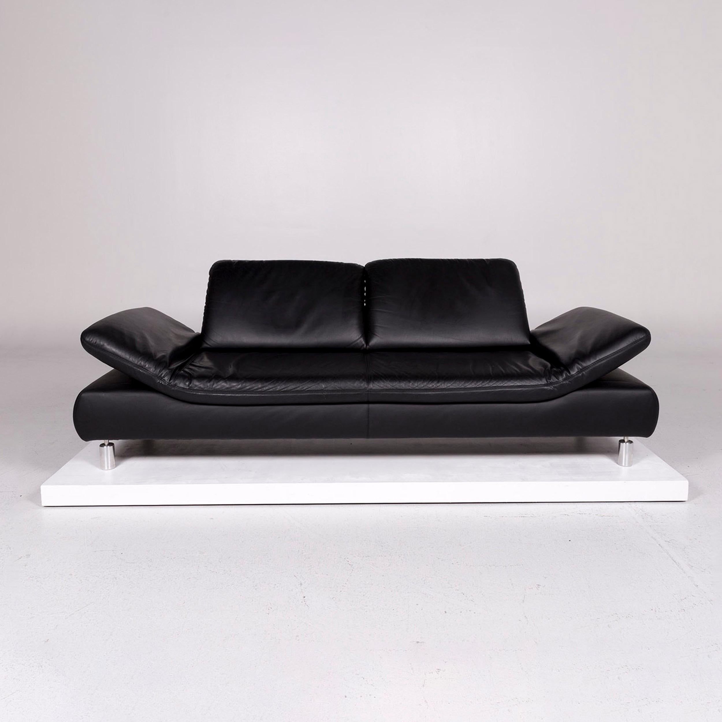 Koinor Rivoli Leather Sofa Set Black 1 Three-Seat 1 Two-Seat For Sale 1