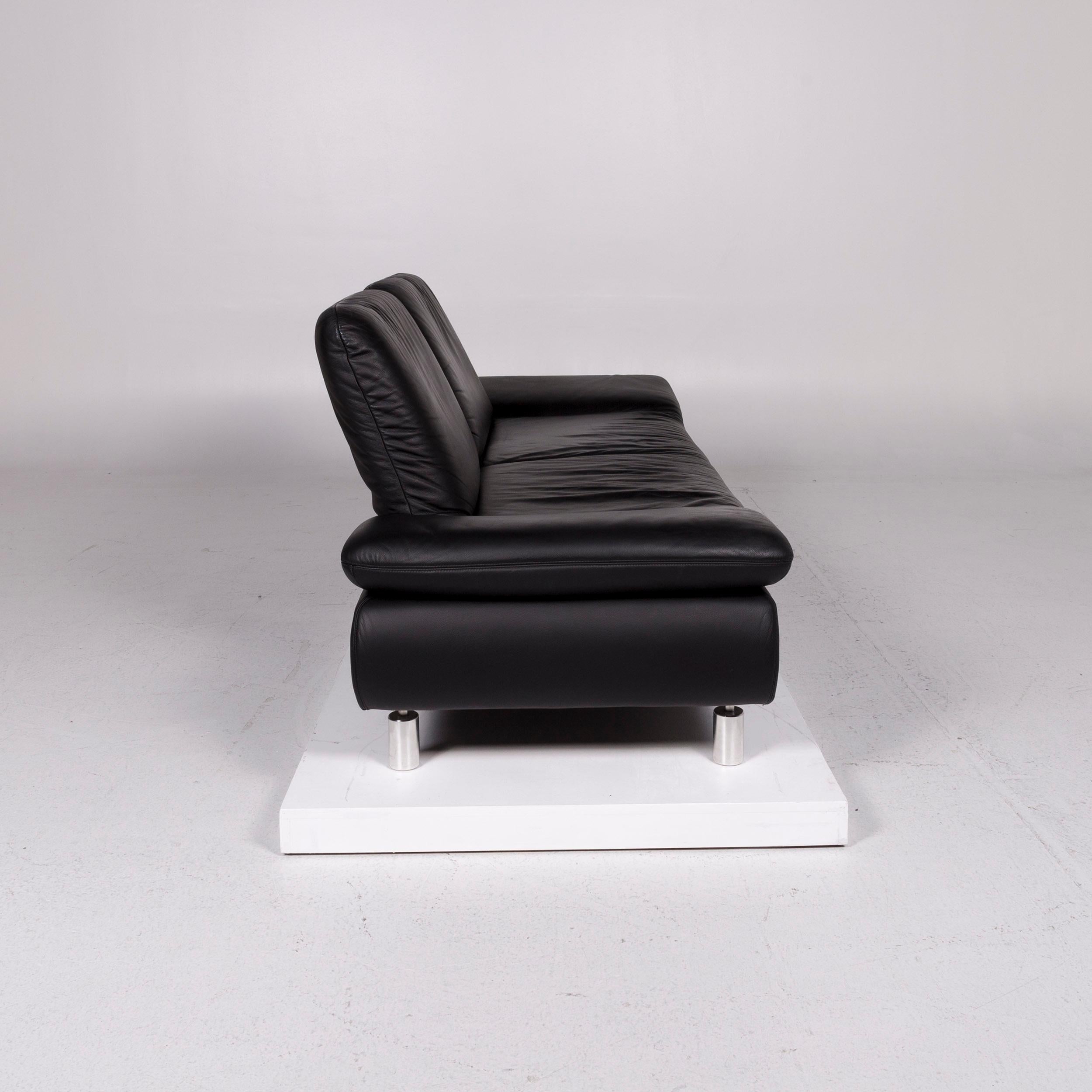 Koinor Rivoli Leather Sofa Set Black 1 Three-Seat 1 Two-Seat For Sale 2
