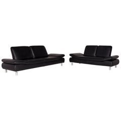 Koinor Rivoli Leather Sofa Set Black 1 Three-Seat 1 Two-Seat