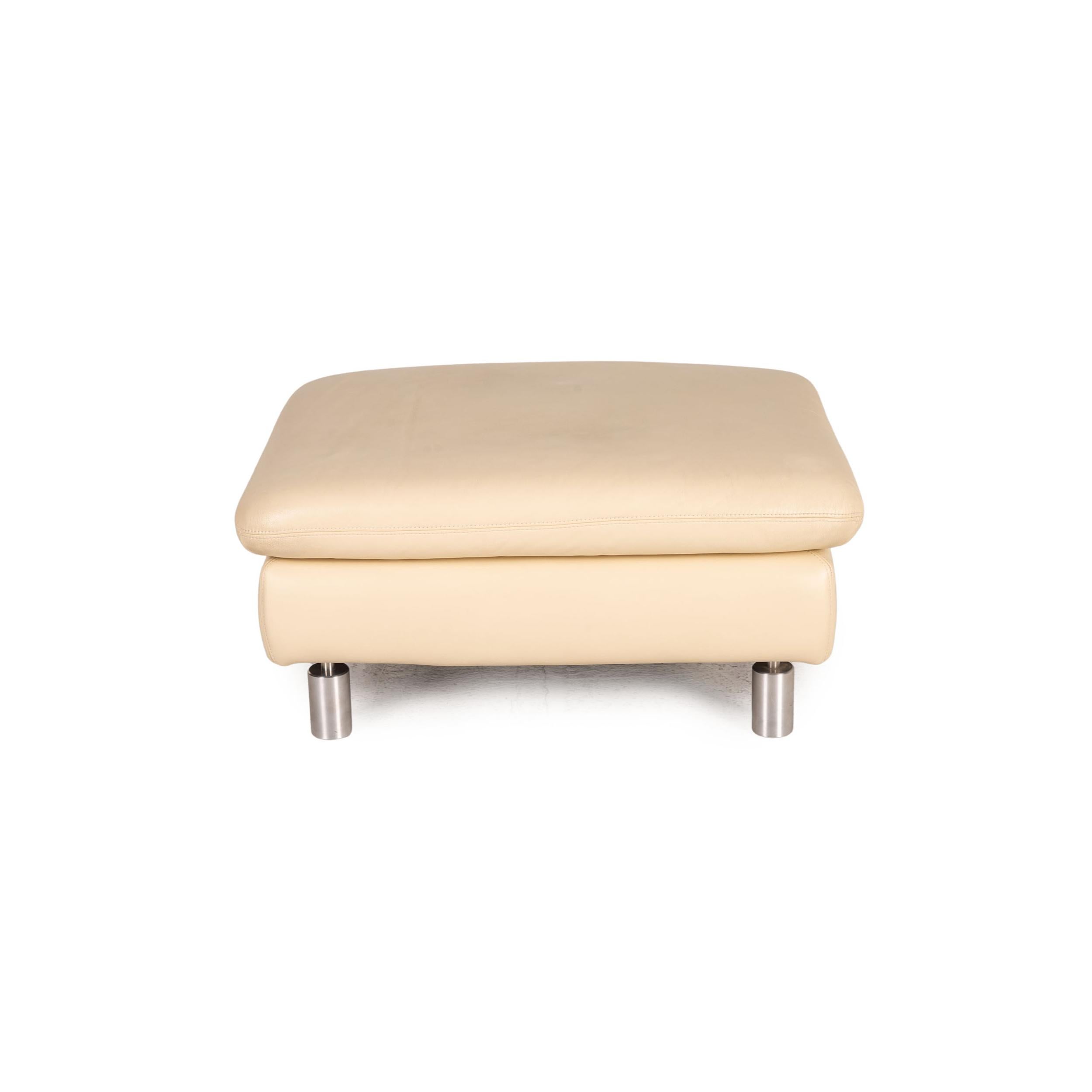 Koinor Rivoli leather sofa set cream 1x two-seater 1x stool function For Sale 4