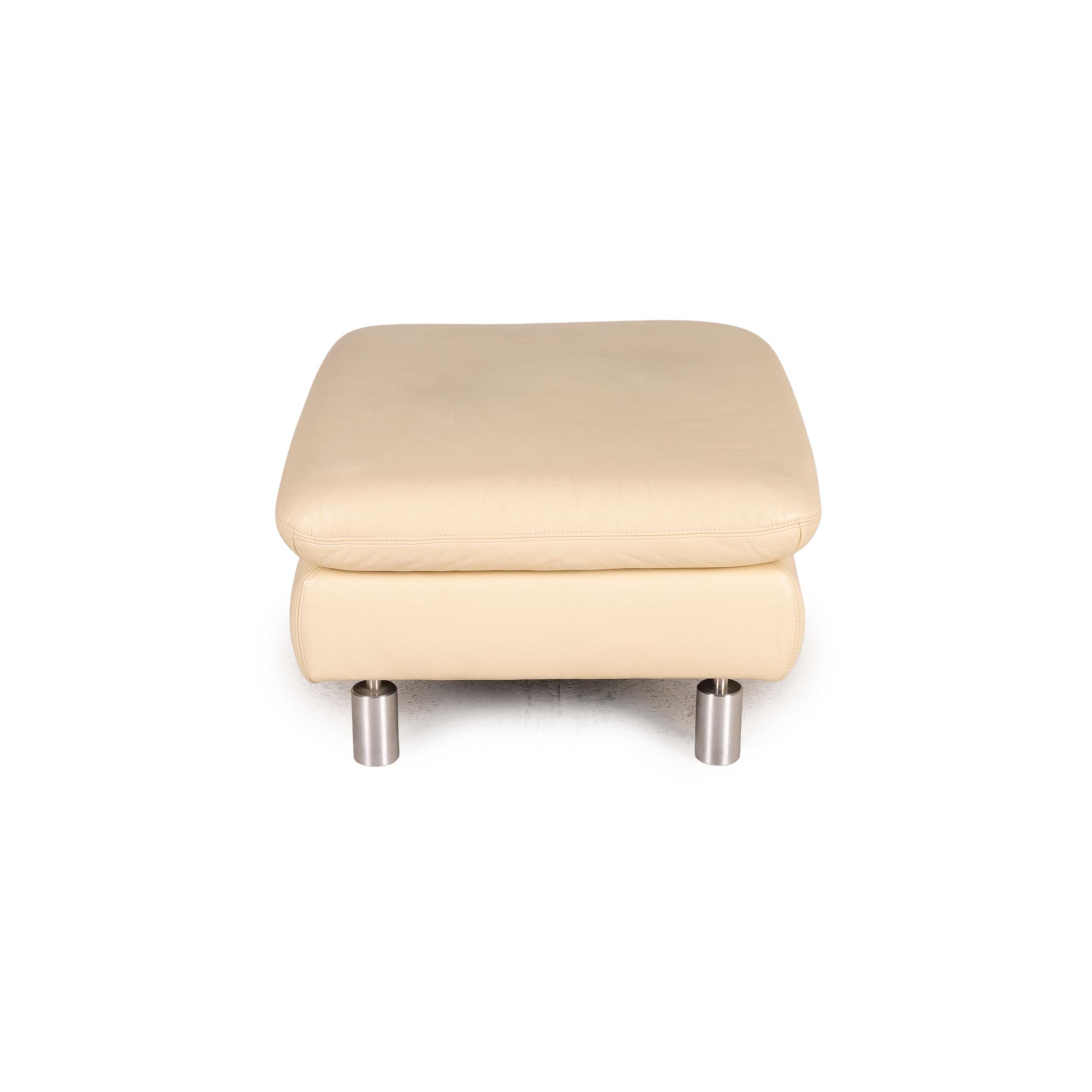 Koinor Rivoli leather sofa set cream 1x two-seater 1x stool function For Sale 5