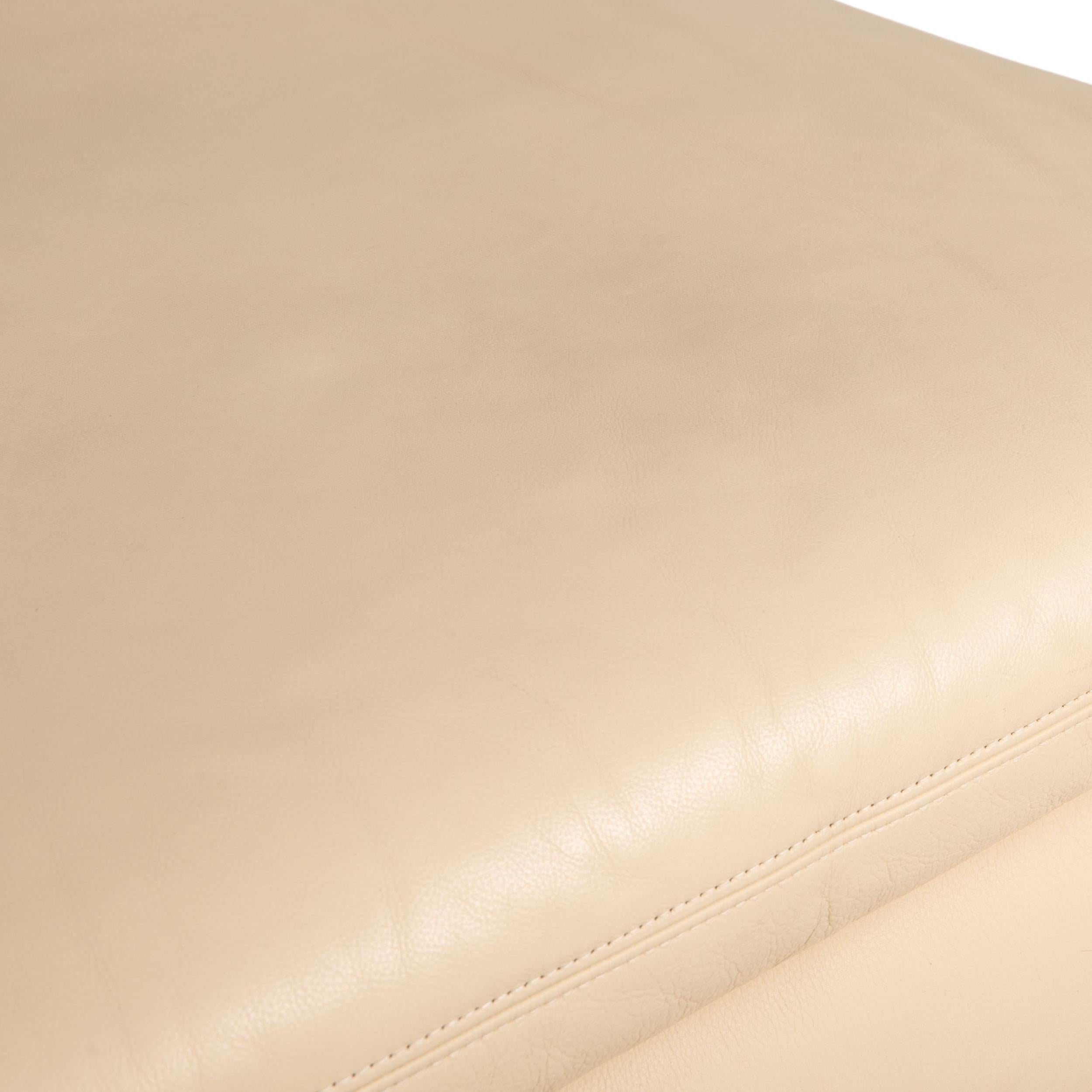 German Koinor Rivoli leather sofa set cream 1x two-seater 1x stool function For Sale
