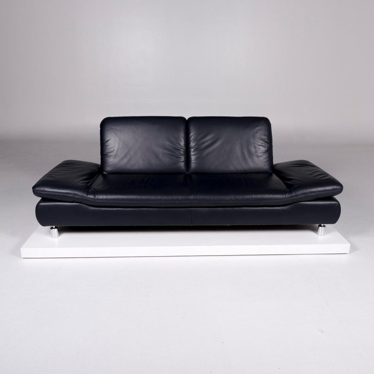 Koinor Rivoli Leder Sofa Garnitur Blau 1x Zweisitzer 1x Hocker For Sale at  1stDibs | leder sofa set