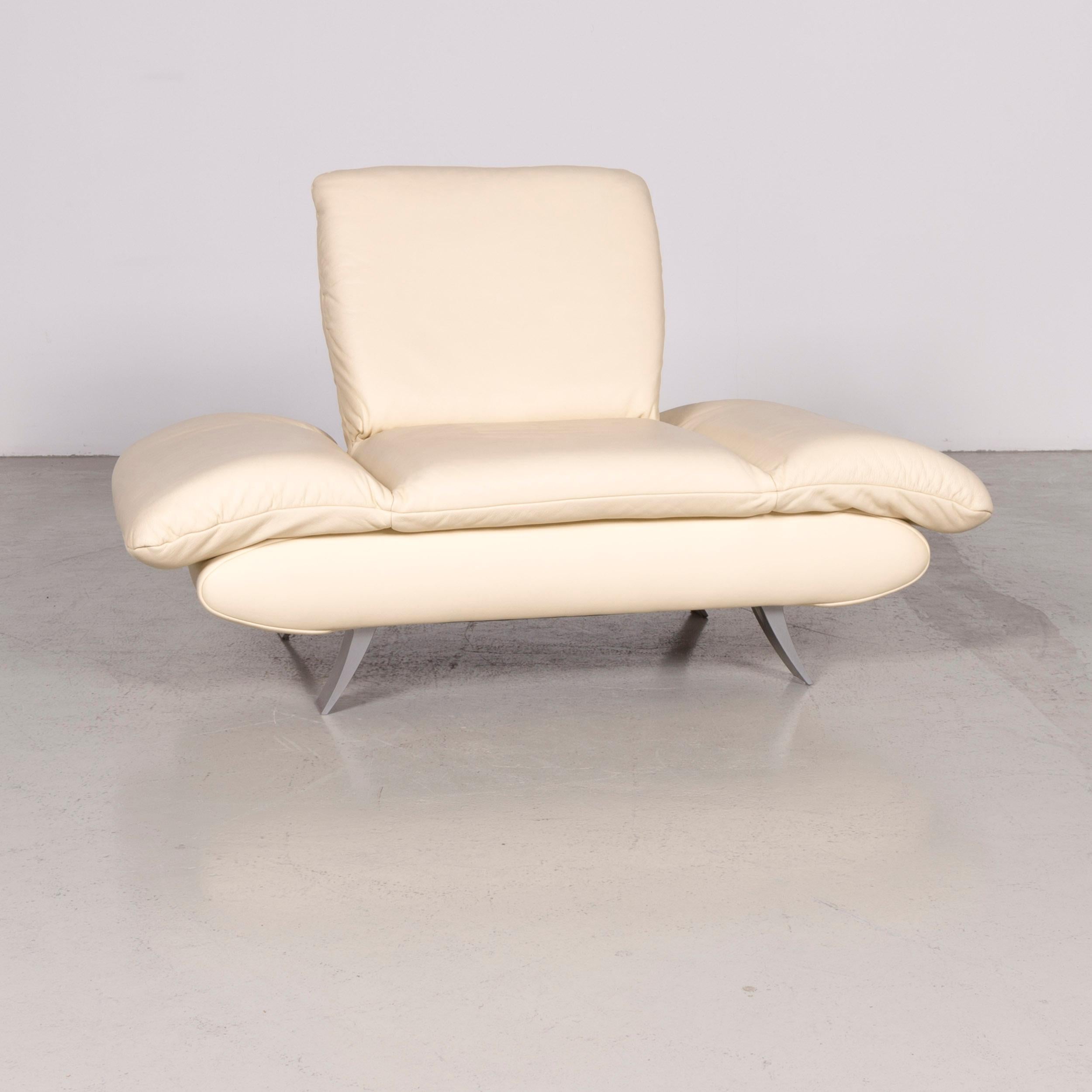 German Koinor Rossini Designer Leather Armchair Creme For Sale