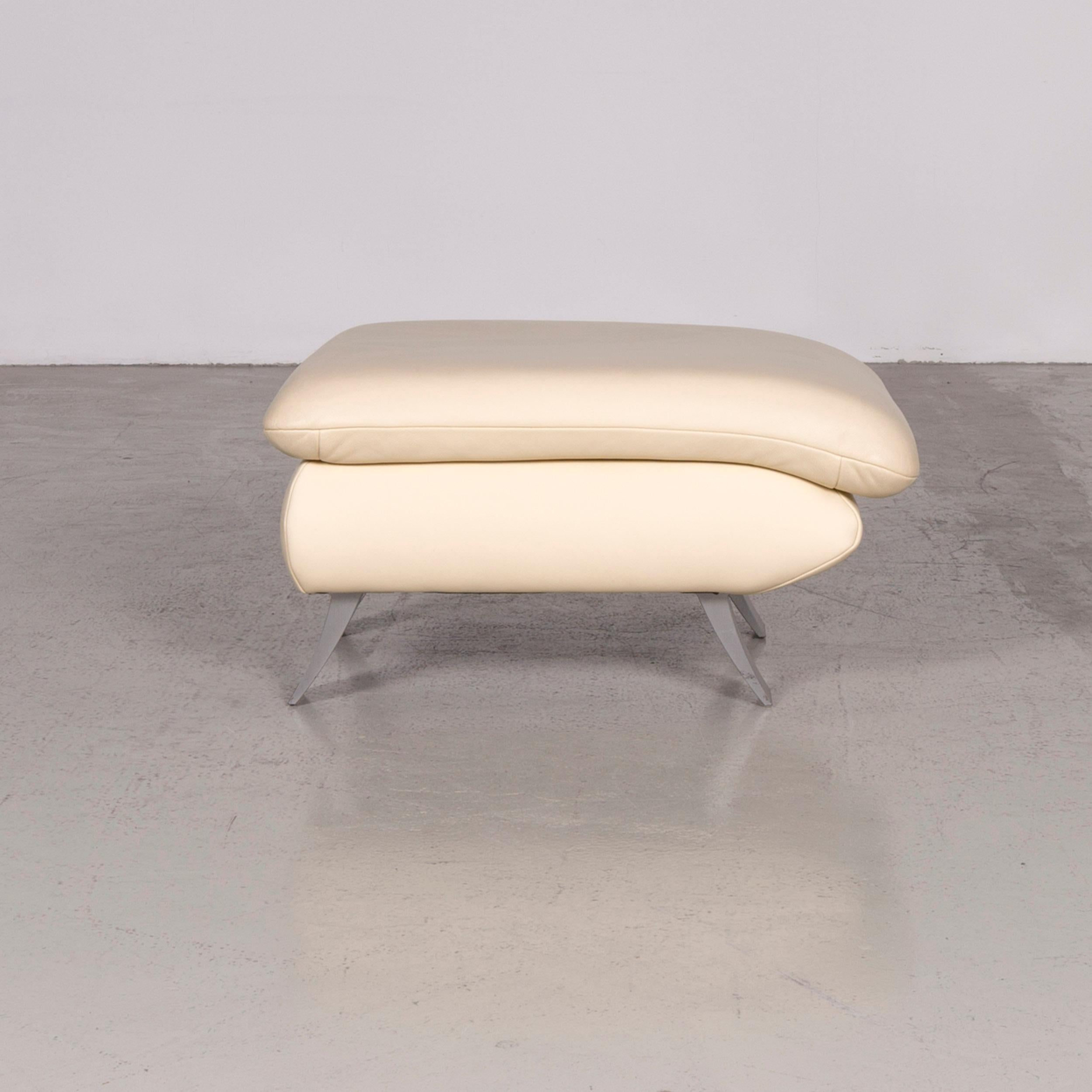 Contemporary Koinor Rossini Designer Leather Footstool Creme For Sale