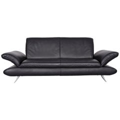 Koinor Rossini Designer Leather Sofa Black Two-Seat Couch