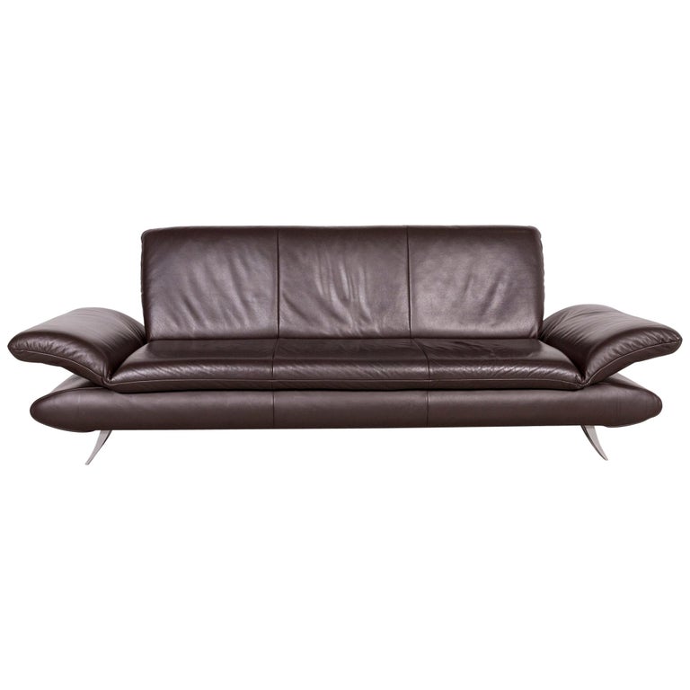 Koinor Rossini Designer Leather Sofa Brown Three Seat Real Couch