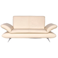 Koinor Rossini Designer Leather Sofa Cream Genuine Leather Two-Seat Couch