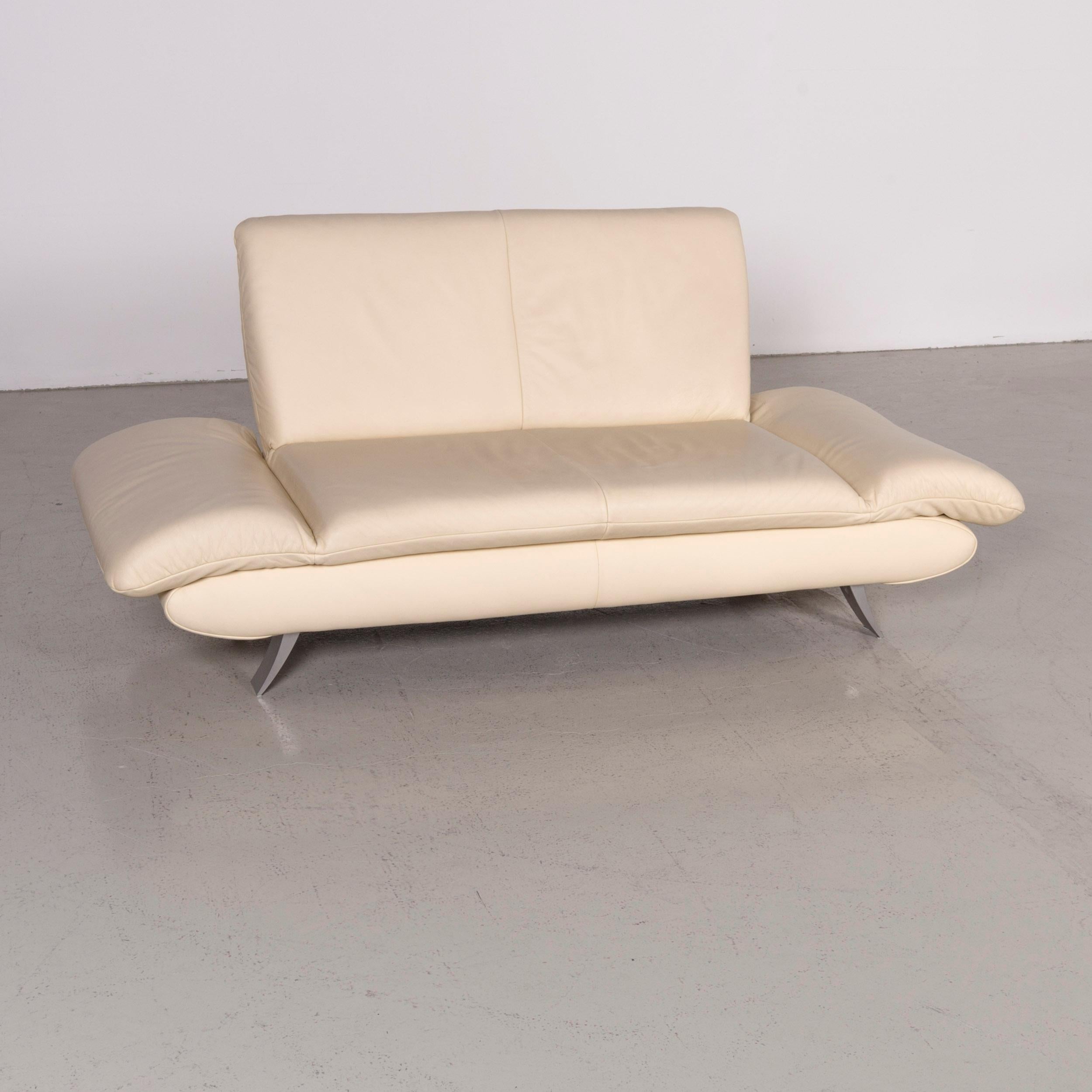 Koinor Rossini designer leather sofa creme two-seat couch.
