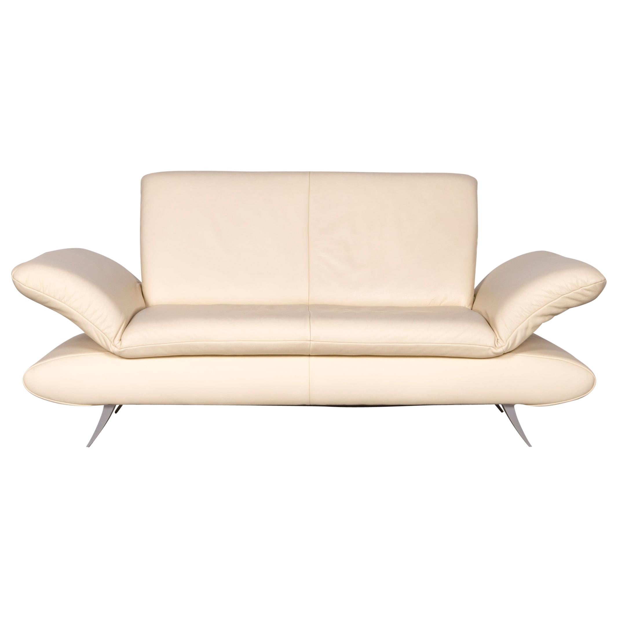 Koinor Rossini Designer Leather Sofa Creme Two-Seat Couch For Sale