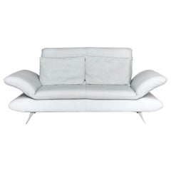 Koinor Rossini Designer Leather Sofa Ice Blue Two-Seat Couch