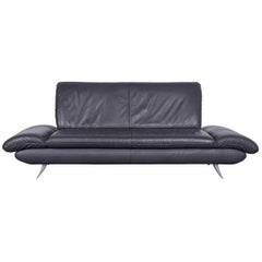 Koinor Rossini Designer Leather Sofa in Black Three-Seat Couch