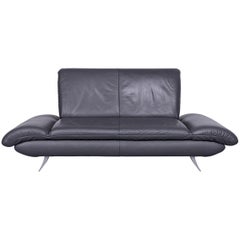 Koinor Rossini Designer Leather Sofa in Black Two-Seat Couch