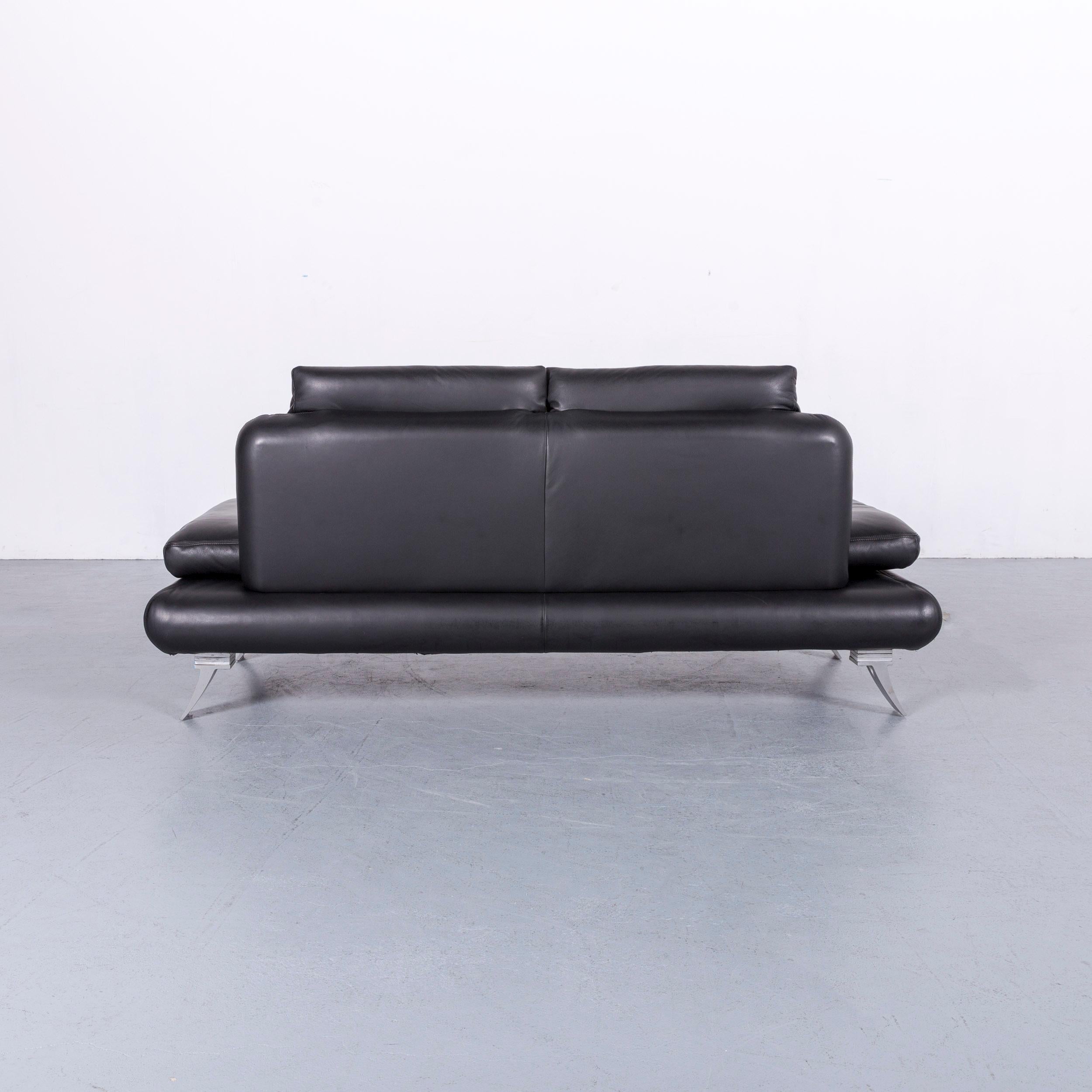 Koinor Rossini Designer Leather Sofa in Black Two-Seat 5