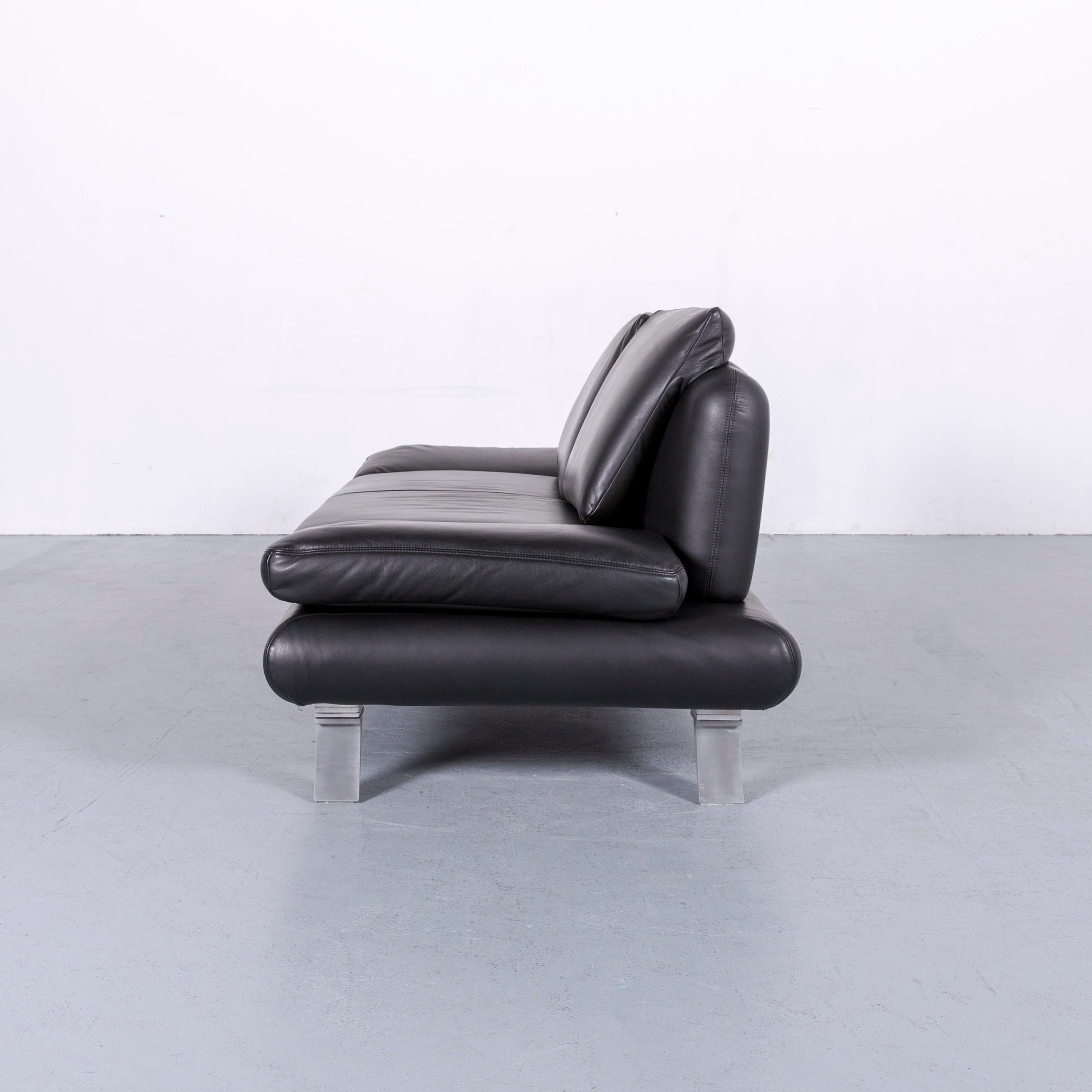 Koinor Rossini Designer Leather Sofa in Black Two-Seat 6