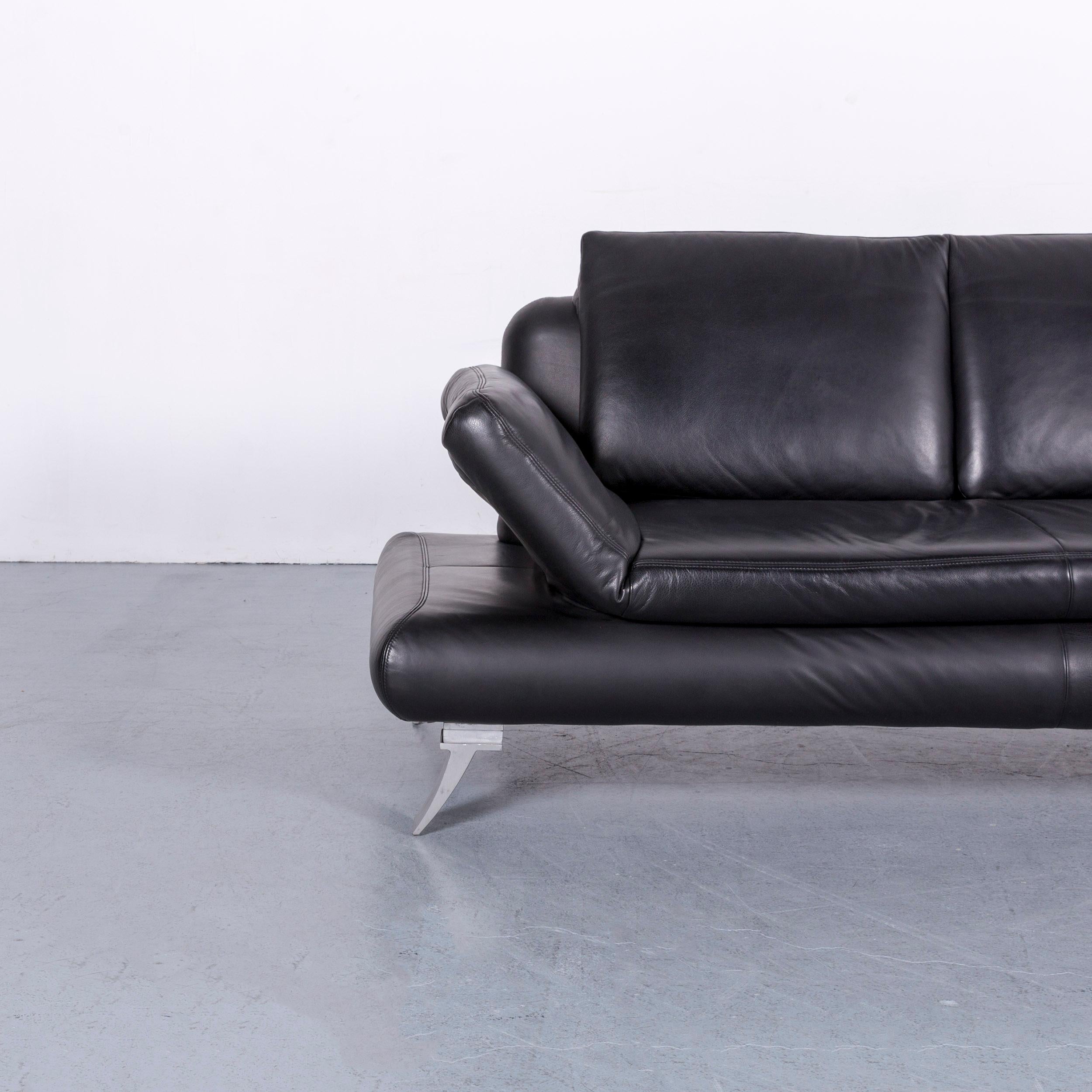 German Koinor Rossini Designer Leather Sofa in Black Two-Seat