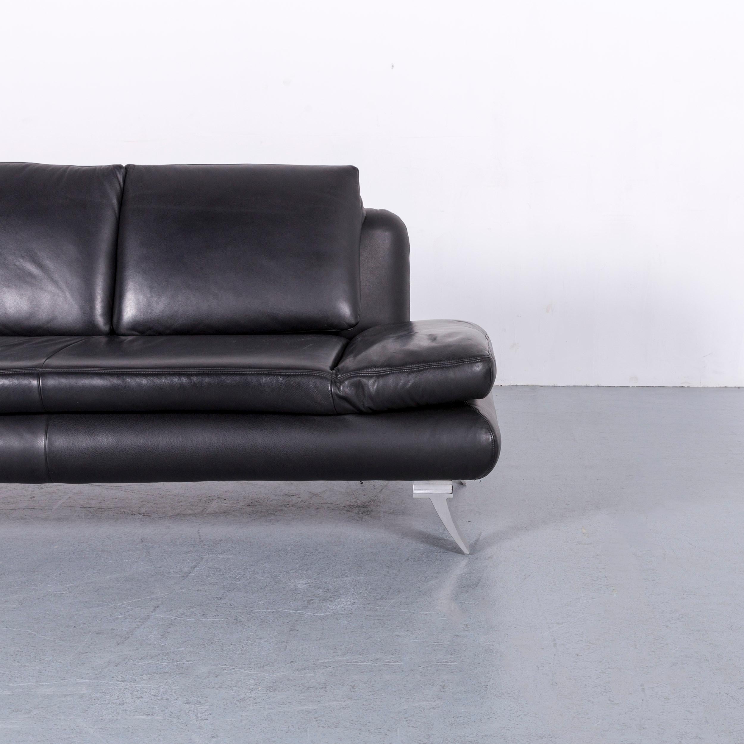 Koinor Rossini Designer Leather Sofa in Black Two-Seat In Good Condition In Cologne, DE