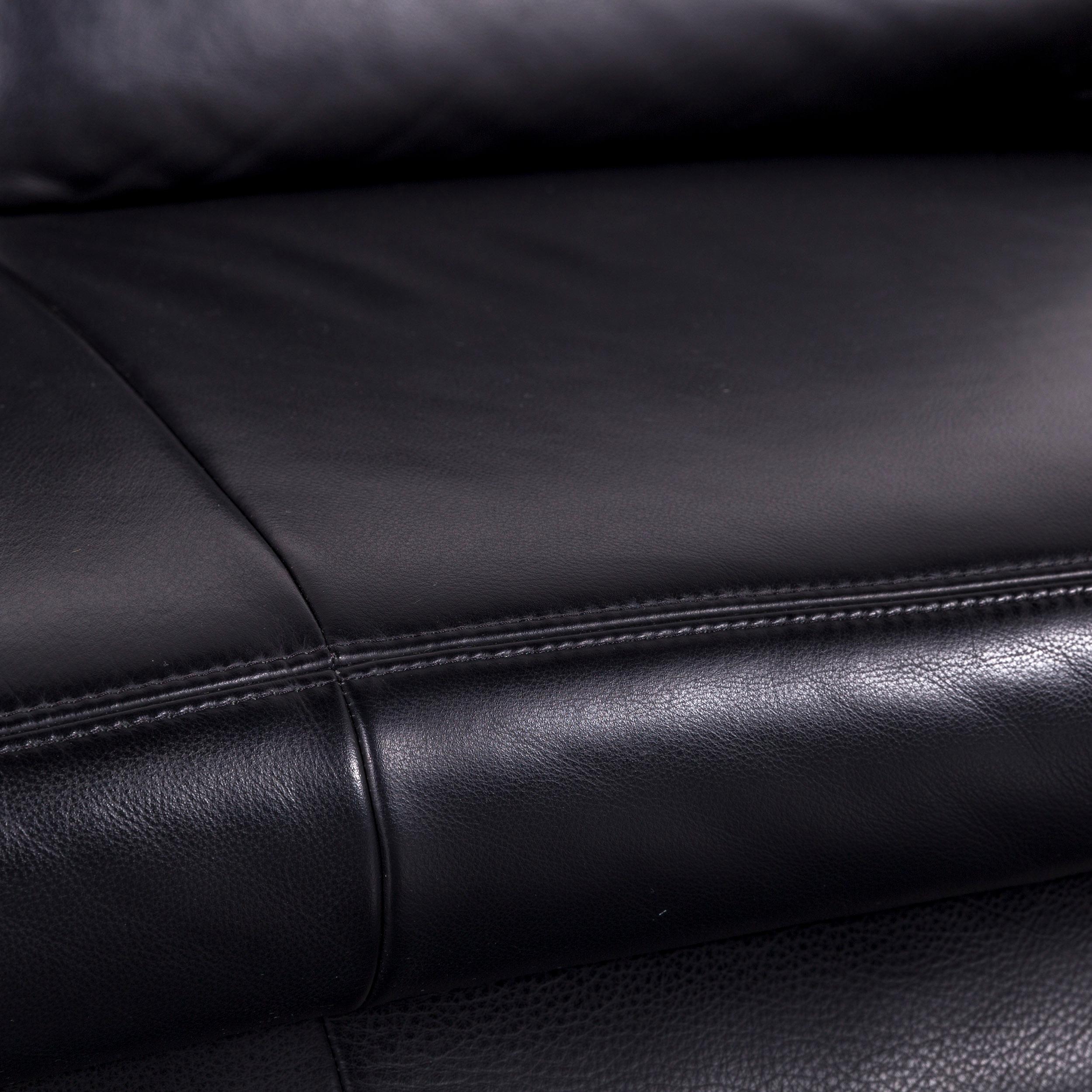 Contemporary Koinor Rossini Designer Leather Sofa in Black Two-Seat