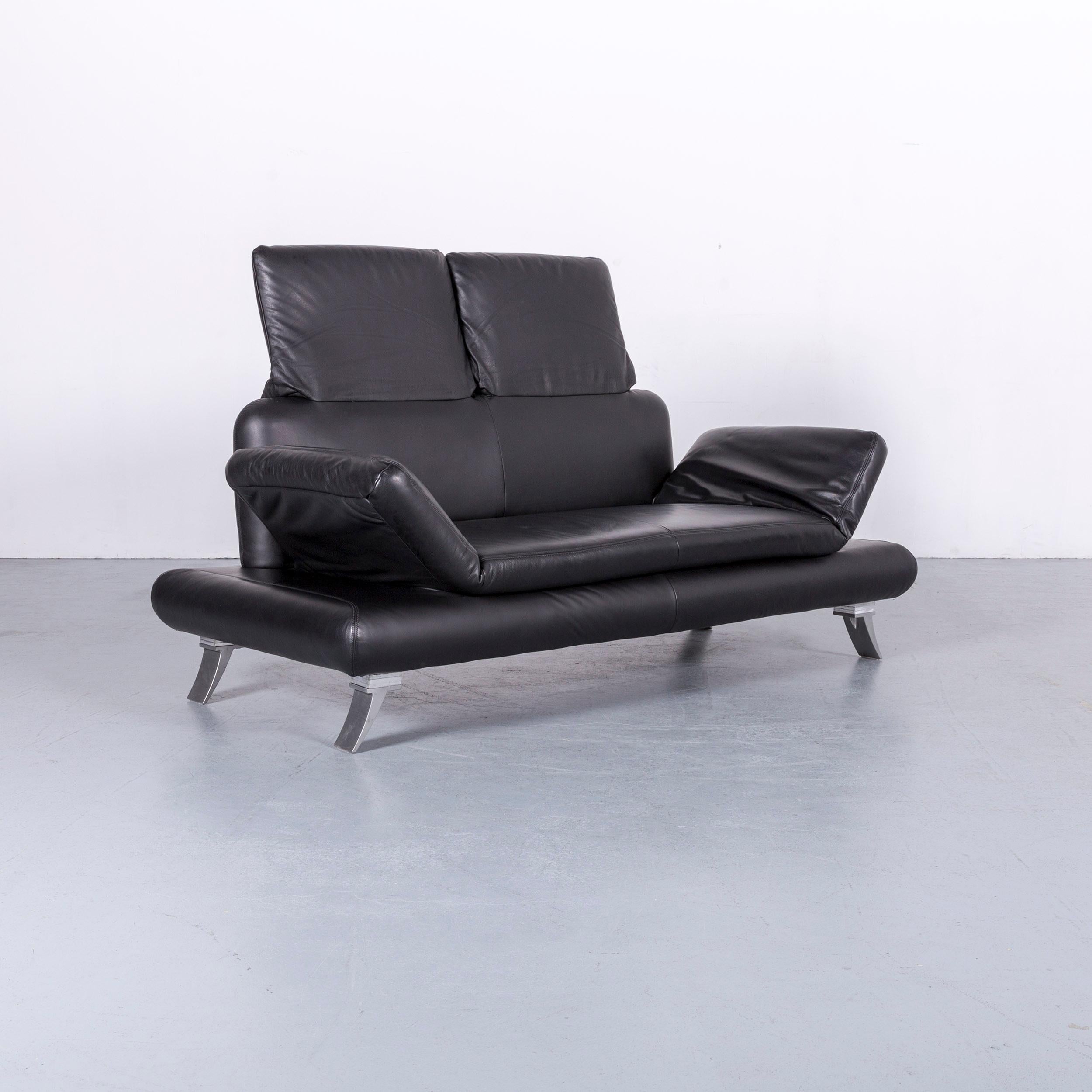 Koinor Rossini Designer Leather Sofa in Black Two-Seat 3