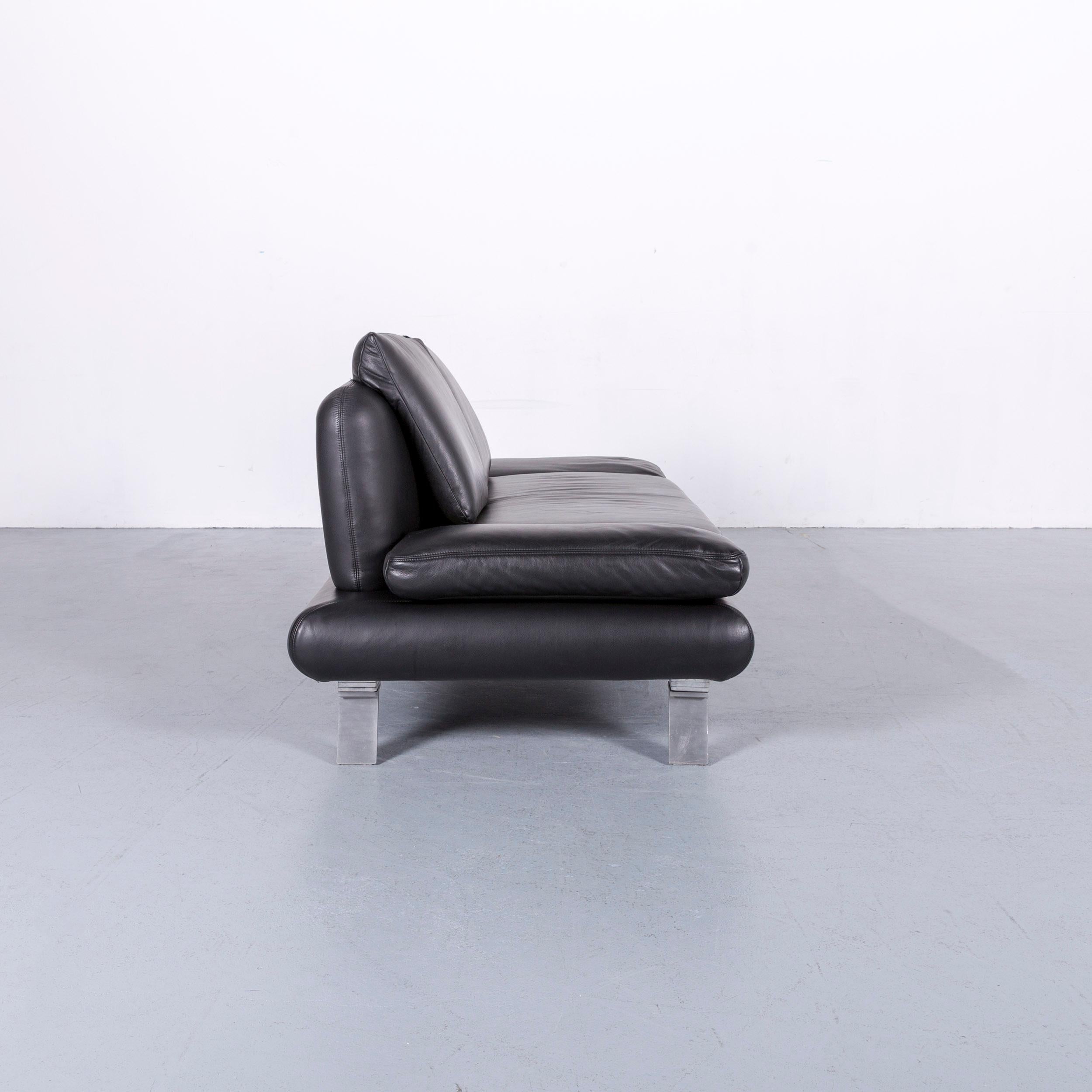 Koinor Rossini Designer Leather Sofa in Black Two-Seat 4