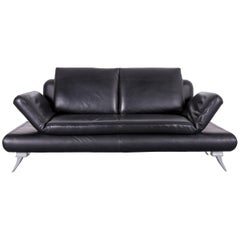 Koinor Rossini Designer Leather Sofa in Black Two-Seat