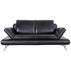 Koinor Rossini Designer Leather Sofa in Black Two-Seat