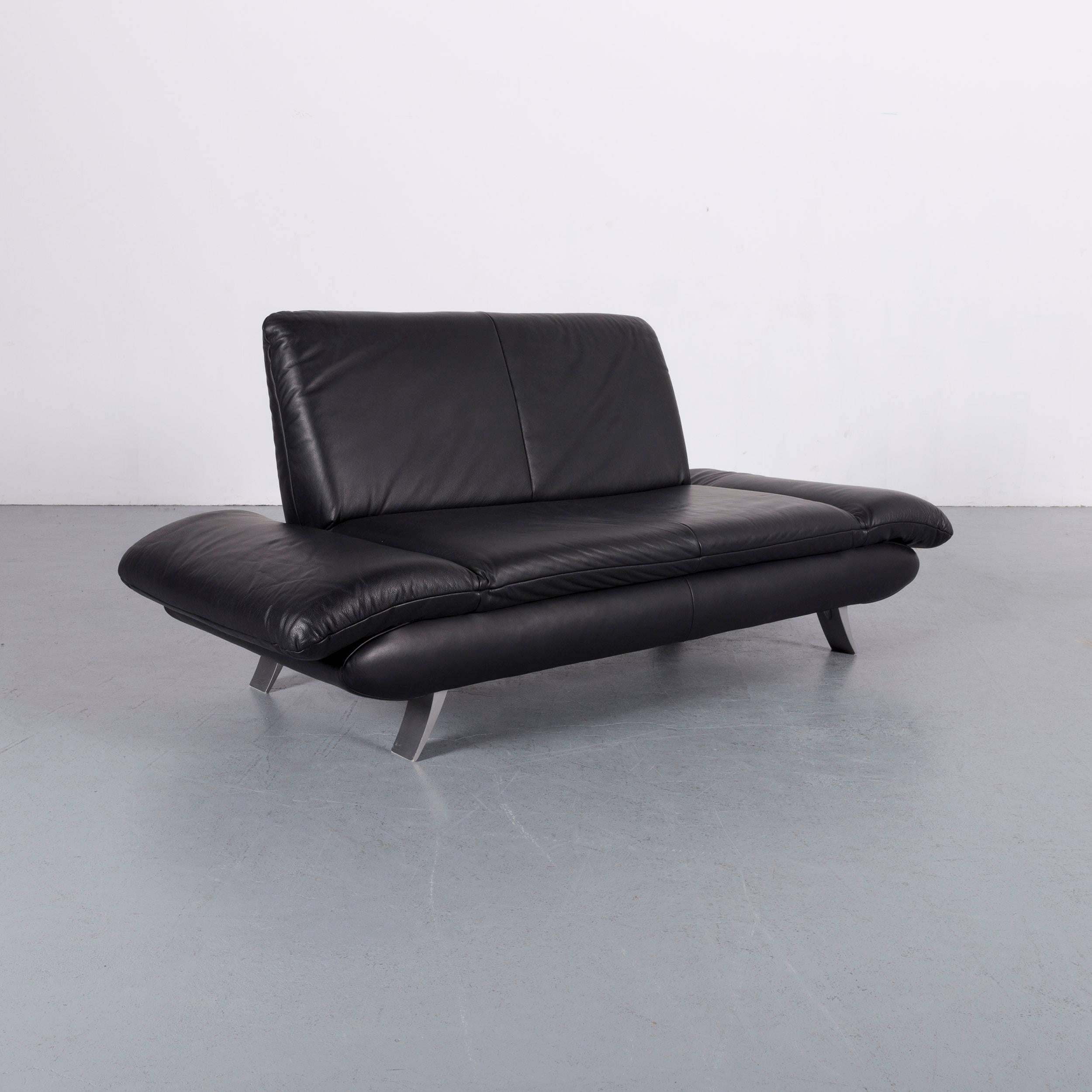 Koinor Rossini Designer Leather Sofa in Black with Functions Two-Seat 4