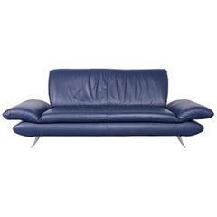 Koinor Rossini Designer Leather Sofa in Blue Two-Seat Couch