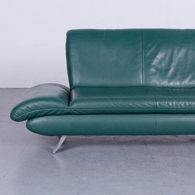 Koinor Rossini Designer Leather Sofa in Green Turquoise TwoSeat Couch
