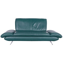 Koinor Rossini Designer Leather Sofa in Green  Turquoise Two-Seat Couch