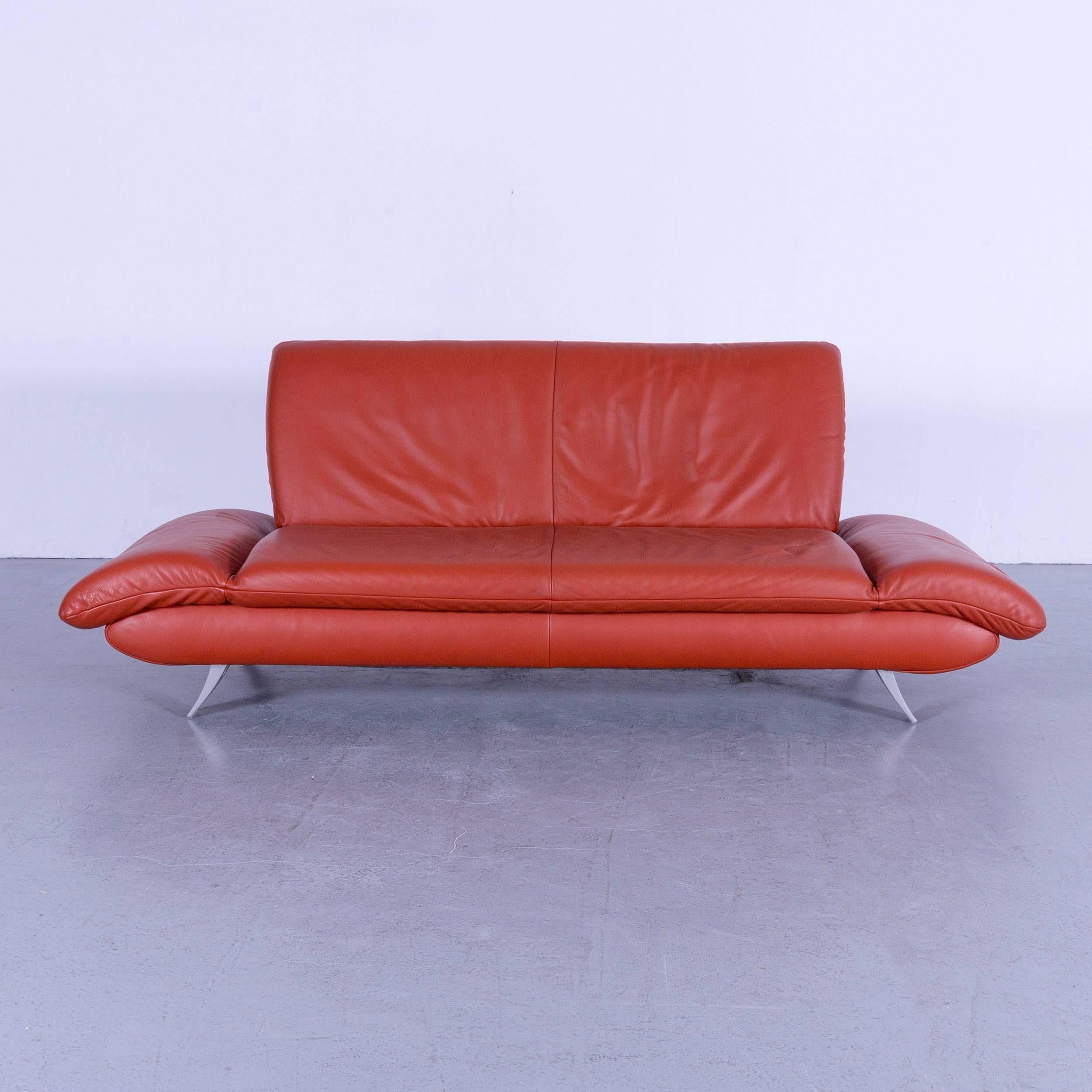 Koinor Rossini Designer Leather Sofa in Stunning Orange with Functions, Germany In Good Condition In Cologne, DE