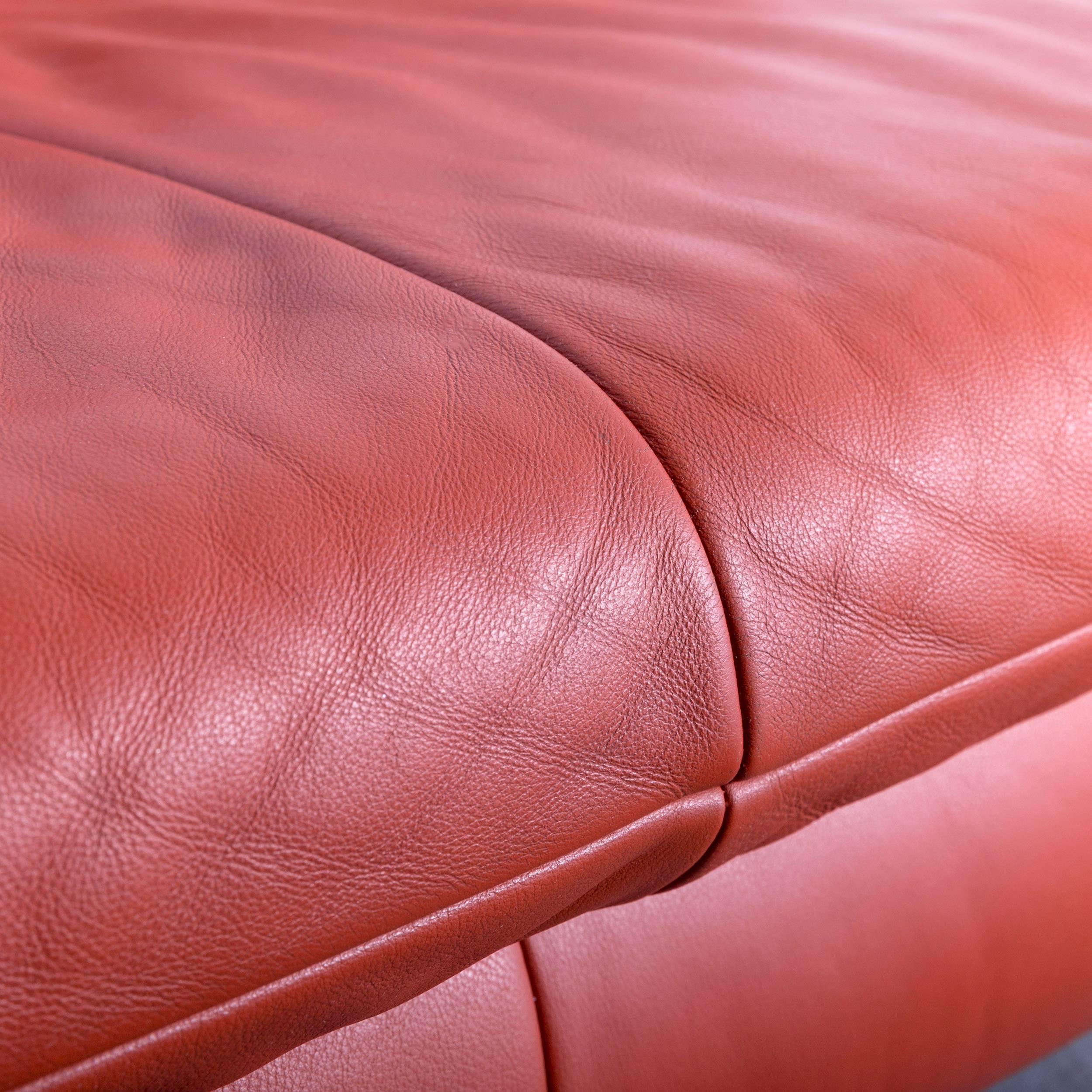Contemporary Koinor Rossini Designer Leather Sofa in Stunning Orange with Functions, Germany
