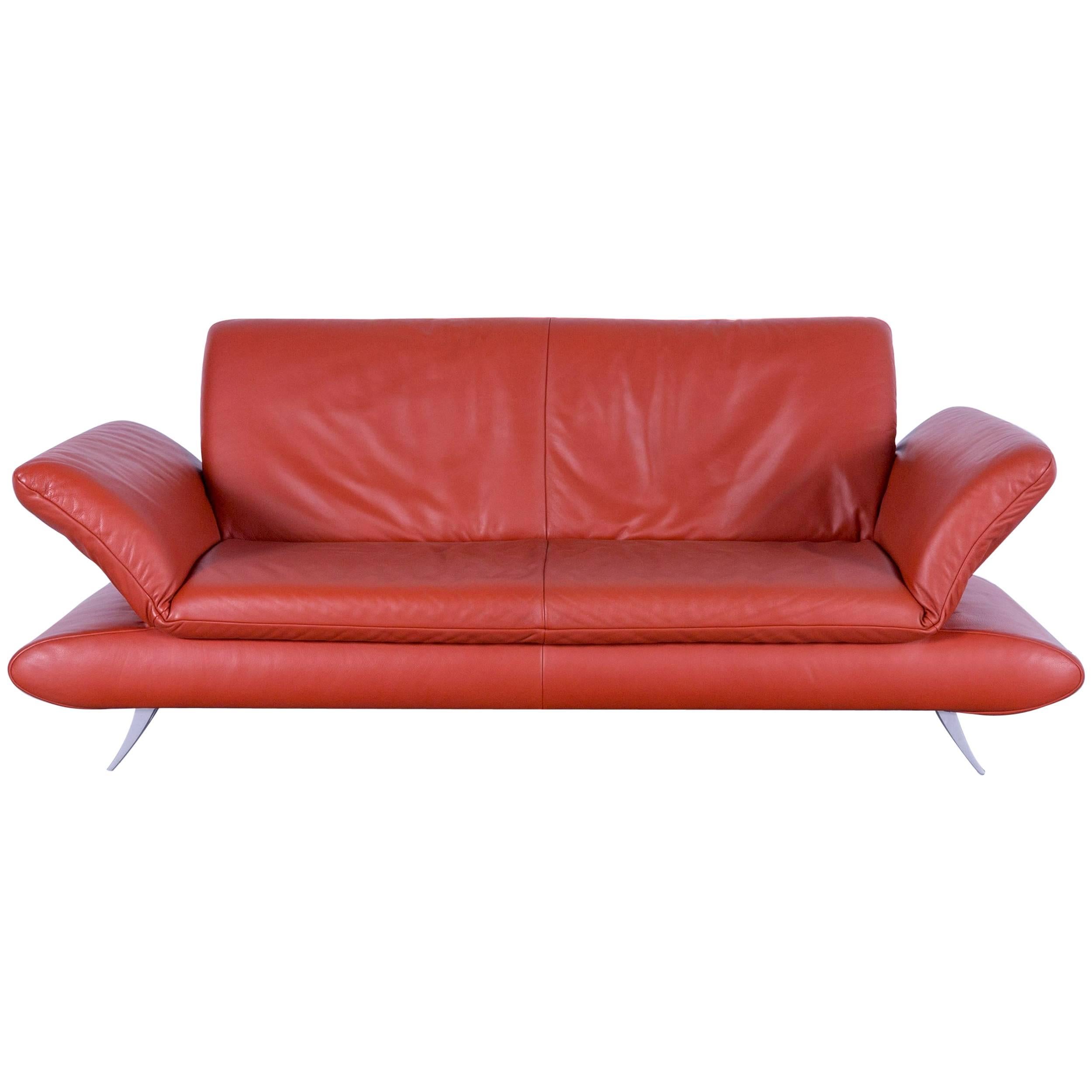 Koinor Rossini Designer Leather Sofa in Stunning Orange with Functions, Germany