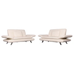 Koinor Rossini Designer Leather Sofa Set Crème Two-Seat Couch