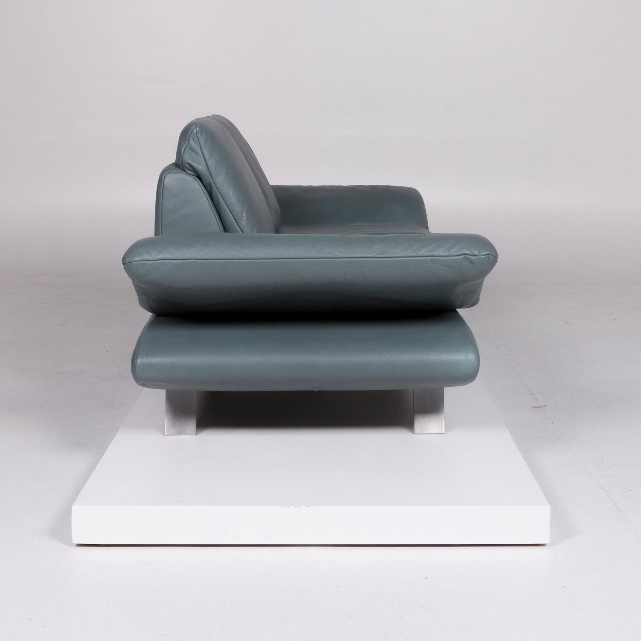 Koinor Rossini Designer Leder Sofa Garnitur Grün Zweisitzer Hocker #10467 im Angebot 2